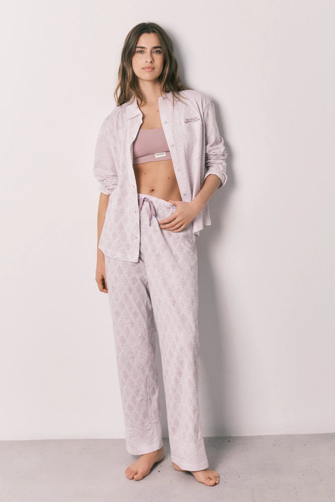 Women Secret Pink Women 100% Cotton Classic Long Stamp Print Pyjamas SKU: 3593032_73 Image 02