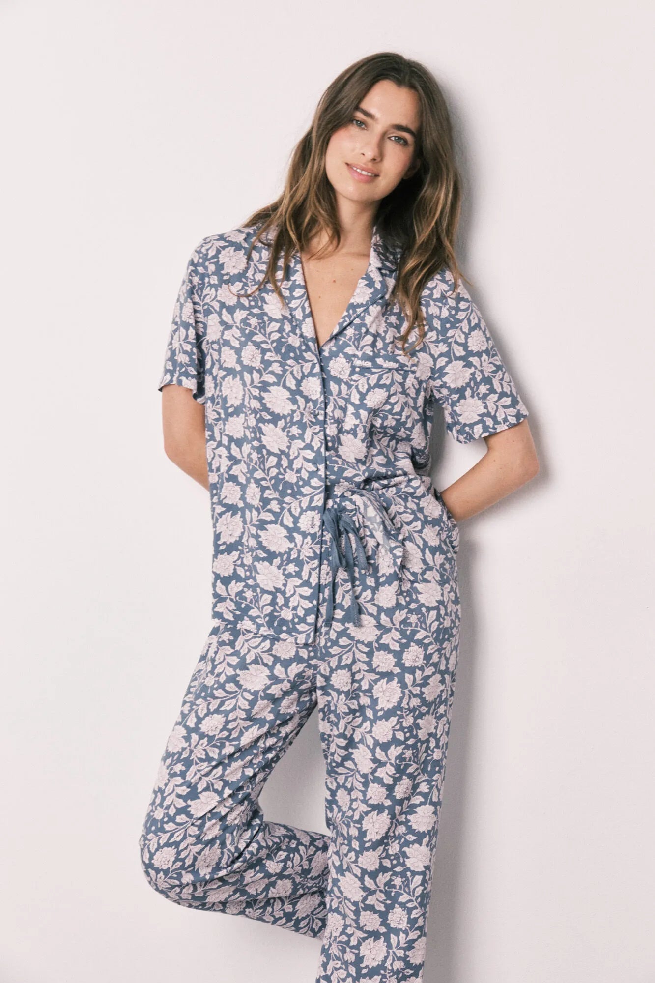 Women Secret Blue Print Women Viscose Floral Print Classic Pyjamas SKU: 3593041_19 Image 01