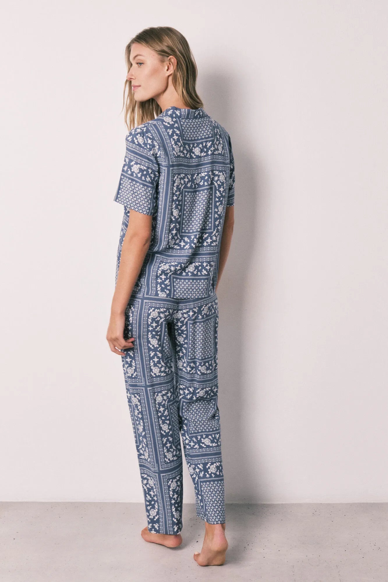Women Secret Blue Print Women Blue Bandana Print Short Sleeve Classic Pyjamas SKU: 3593042_19 Image 06