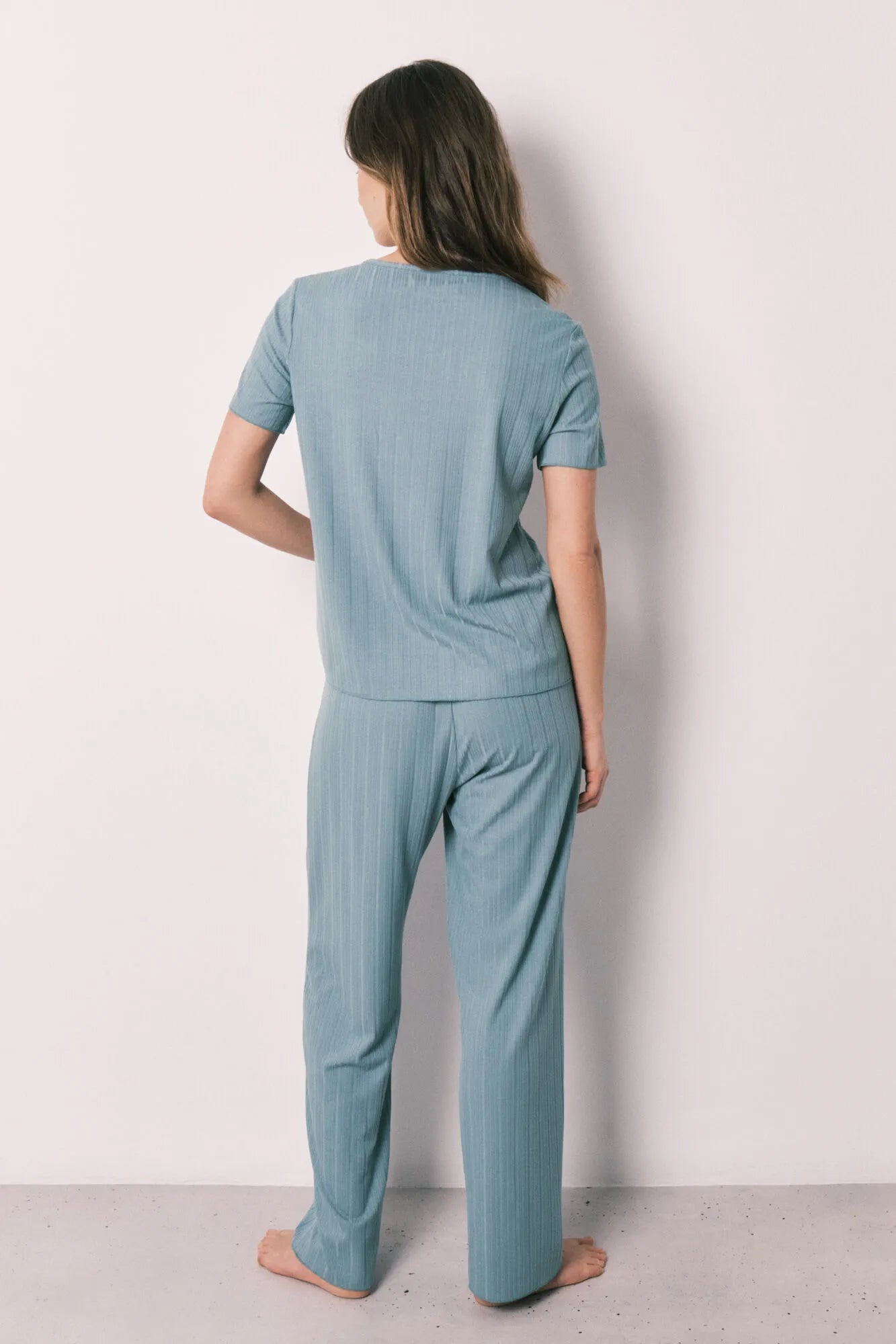 Women Secret Medium Blue Women Green Pointelle Short Sleeve Pyjamas SKU: 3593045_15 Image 05