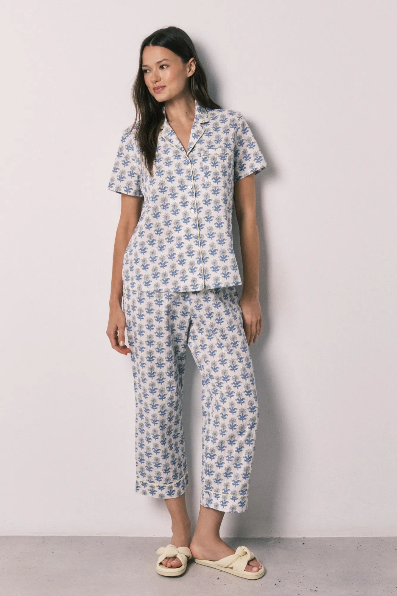 Women Secret Blue Print Women Printed Cotton Capri Pyjamas SKU: 3593078_19 Image 03
