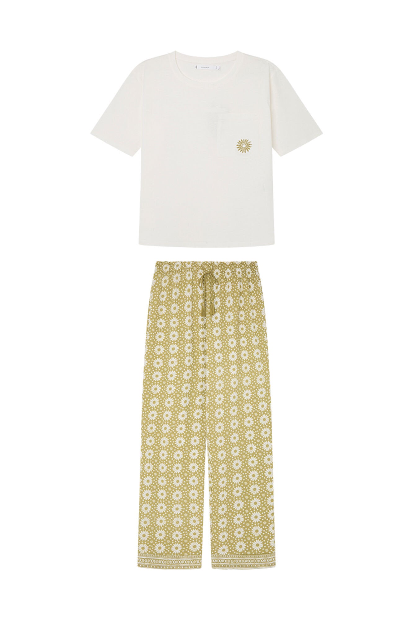 Ivory Short Sleeves Long Pant Pyjama_3597373_96_07