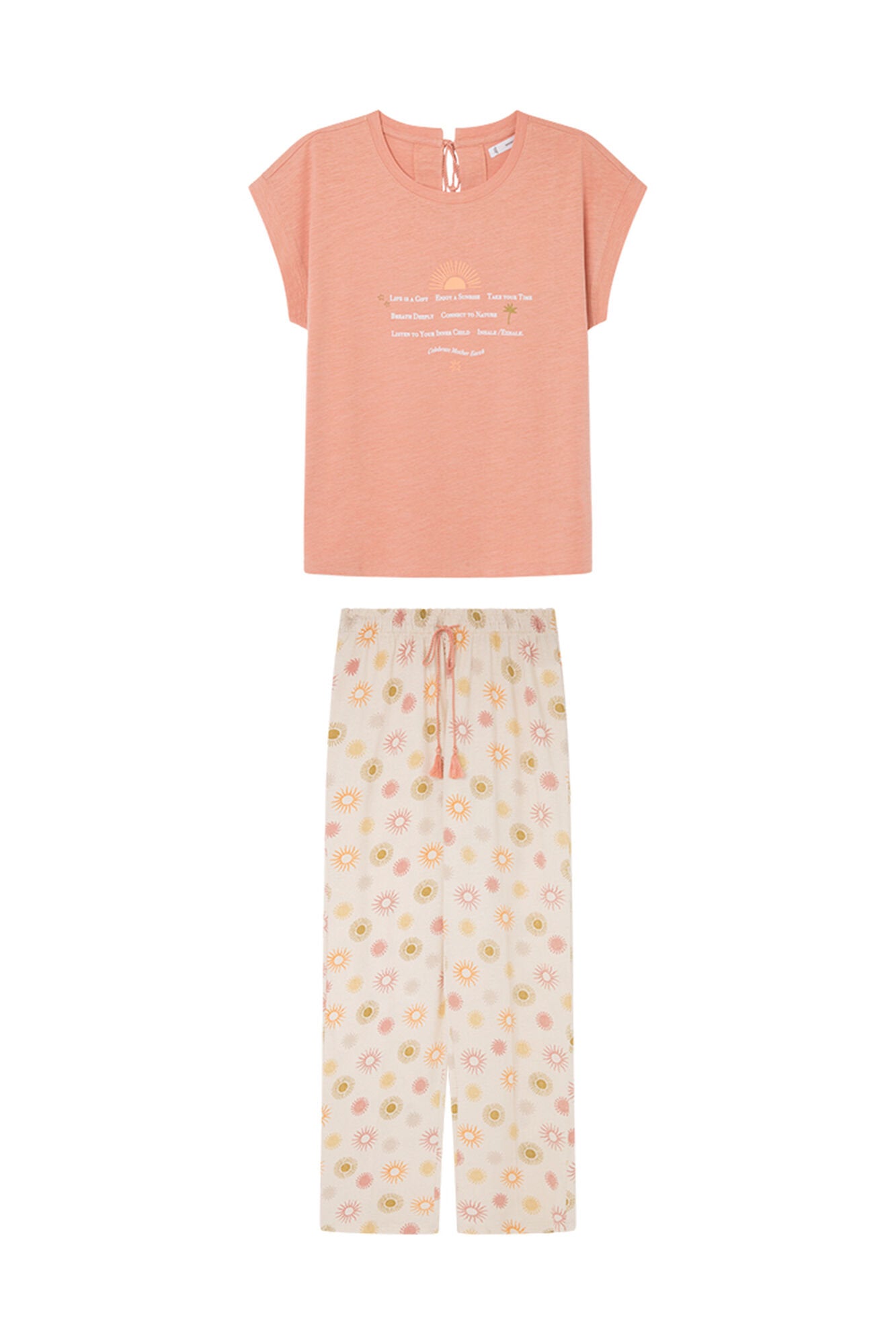 Pink Short Sleeves Long Pant Pyjama_3597387_72_08