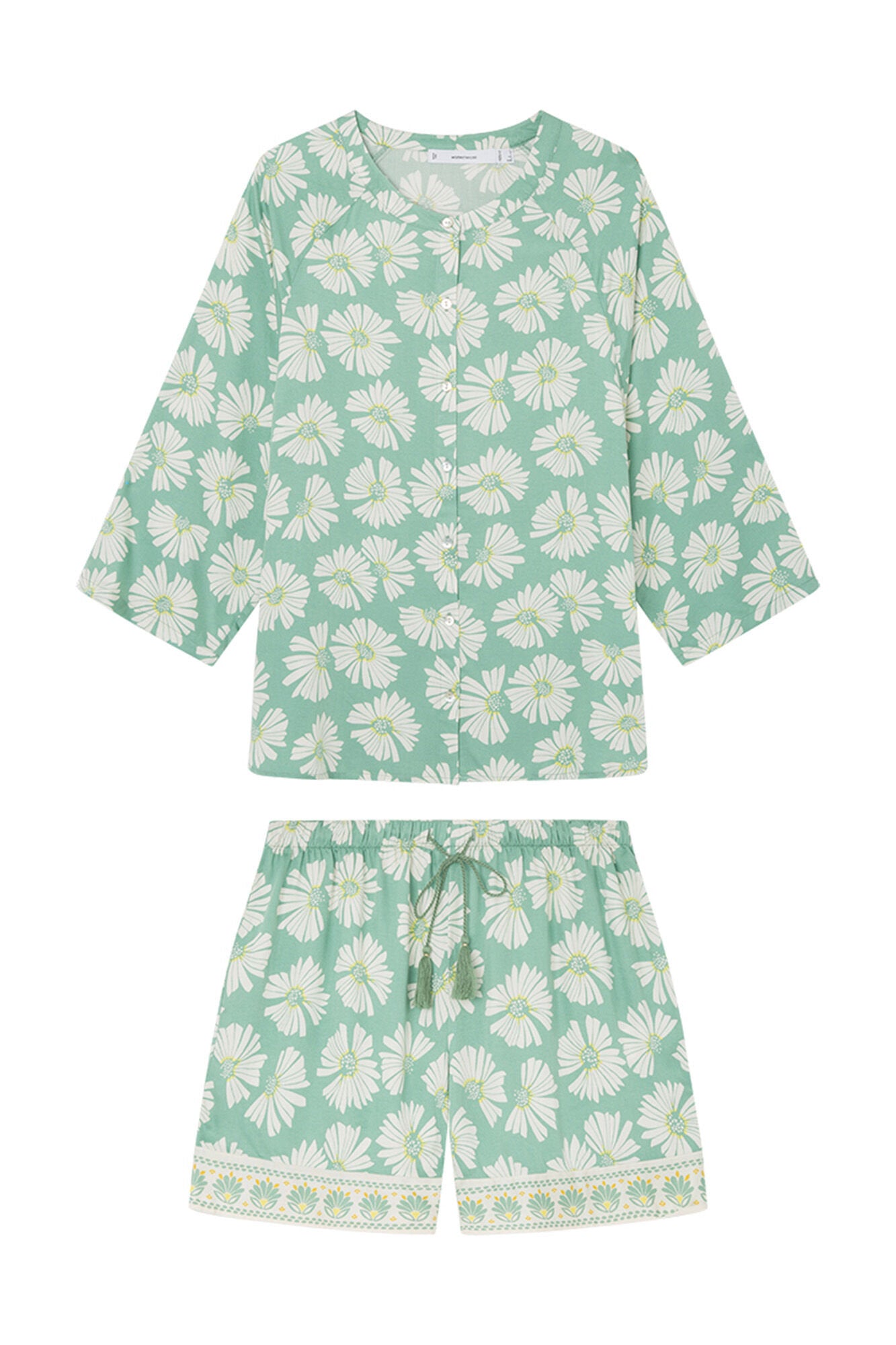 Green Print Short Sleeves Masculine Pyjama_3597404_29_06