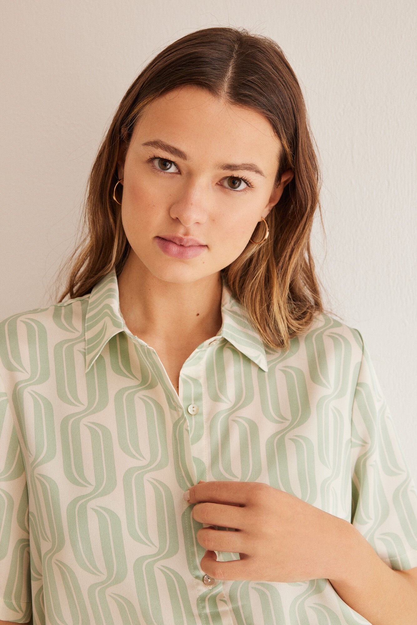 Green Print Short Sleeves Masculine Pyjama_3597406_29_03