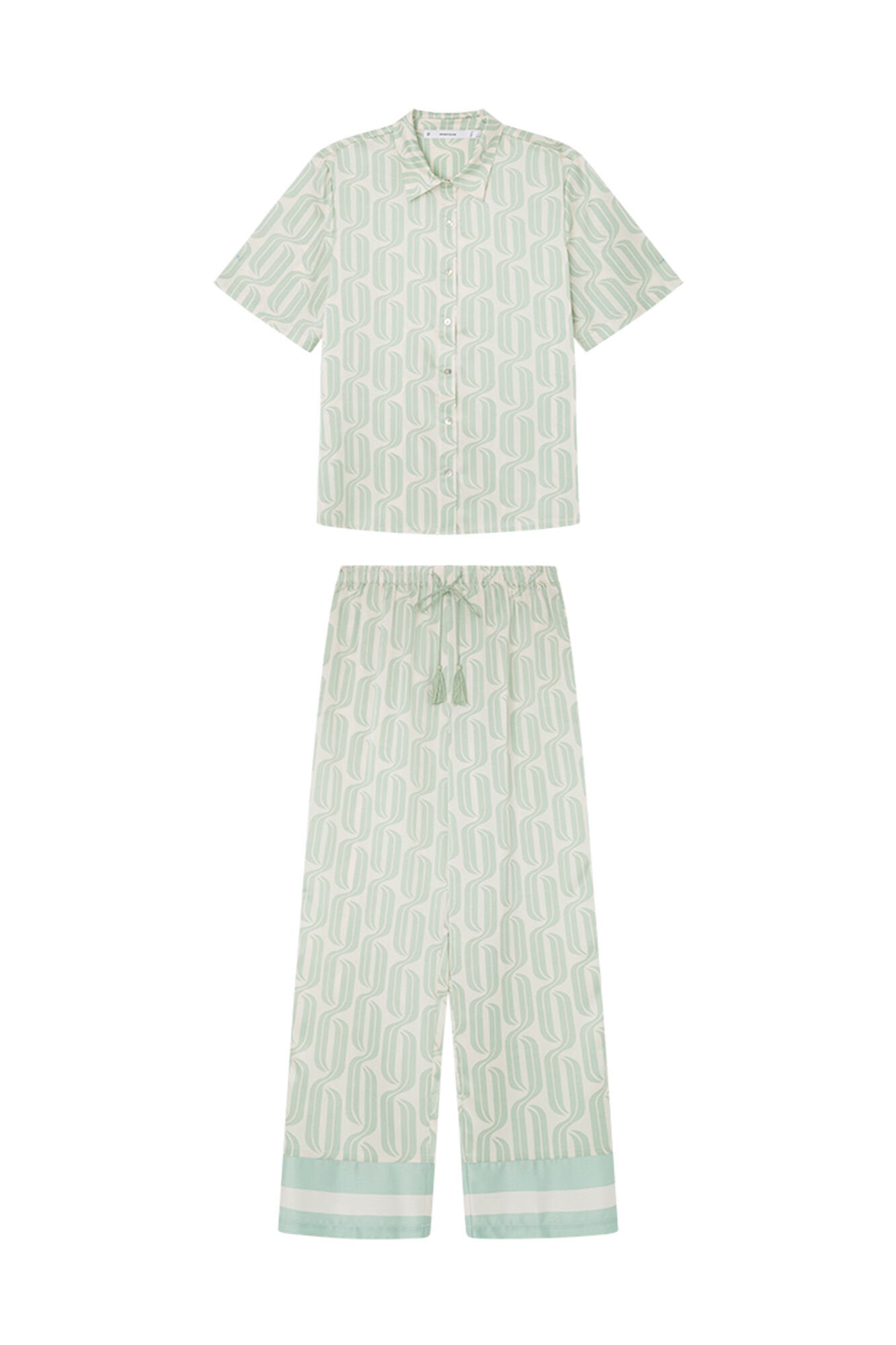 Green Print Short Sleeves Masculine Pyjama_3597406_29_07