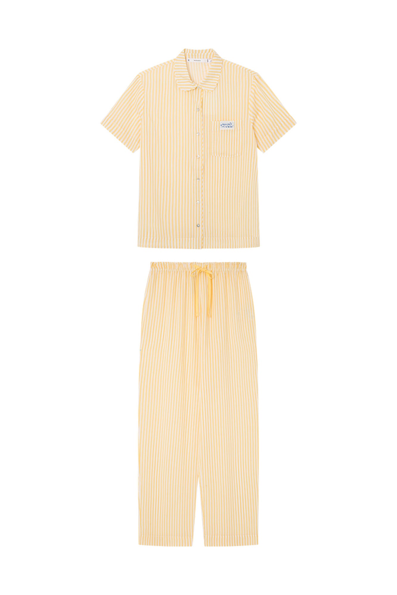 Yellow Print Short Sleeves Masculine Pyjama_3597417_09_06