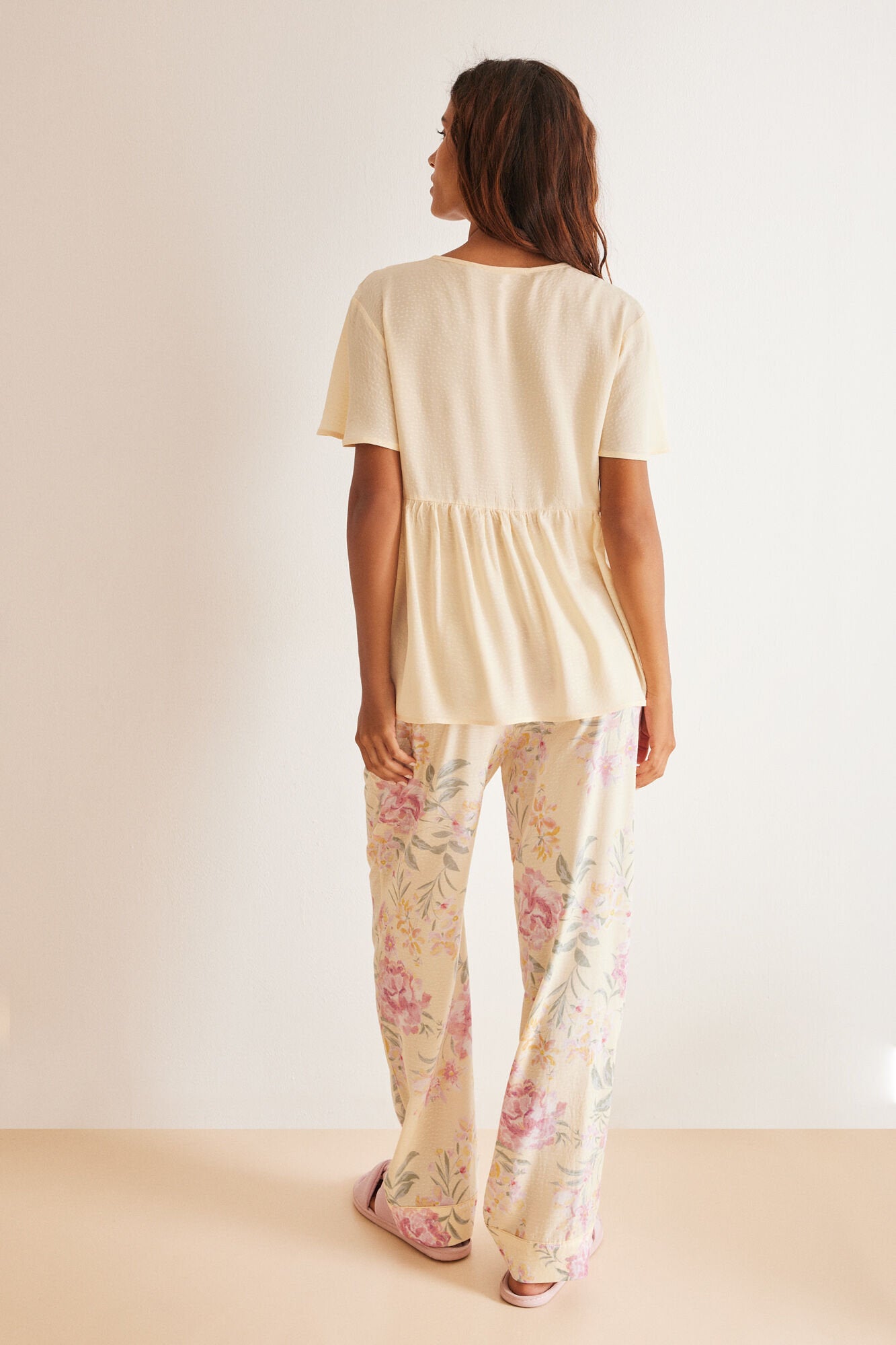 Viscous Yellow Pajamas Floral Print_04