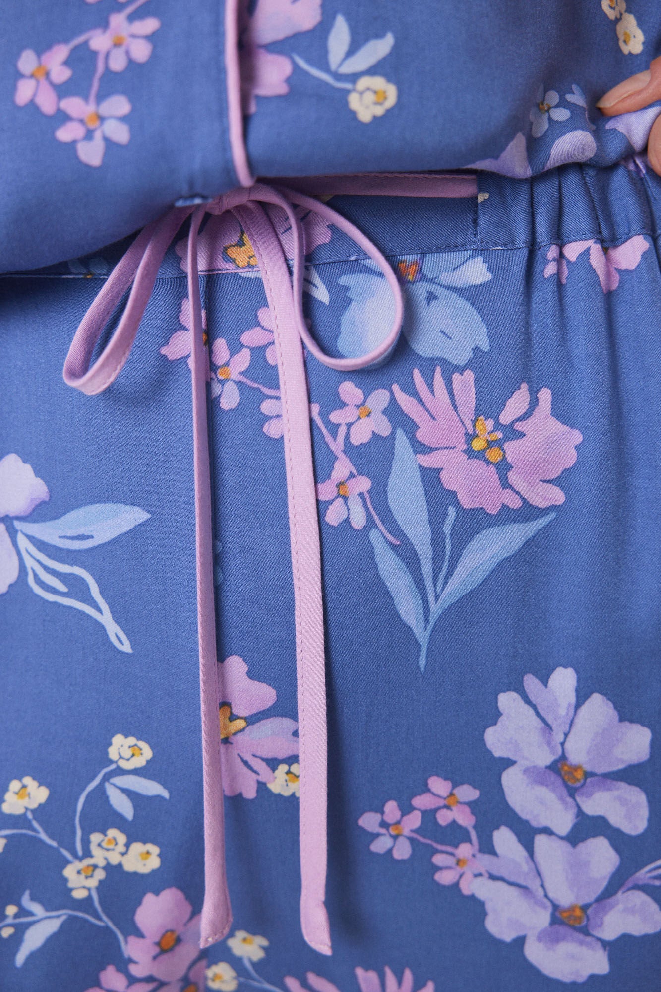 T-Shirt Pajama Soft Touch Blue Flowers_04