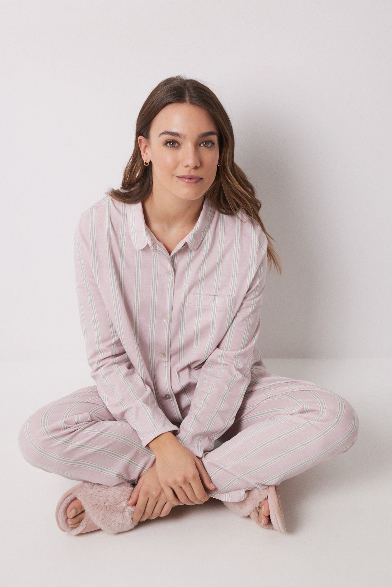 Women Secret_Long Shirt Pajamas 100% Cotton Striped_3599131_64_01