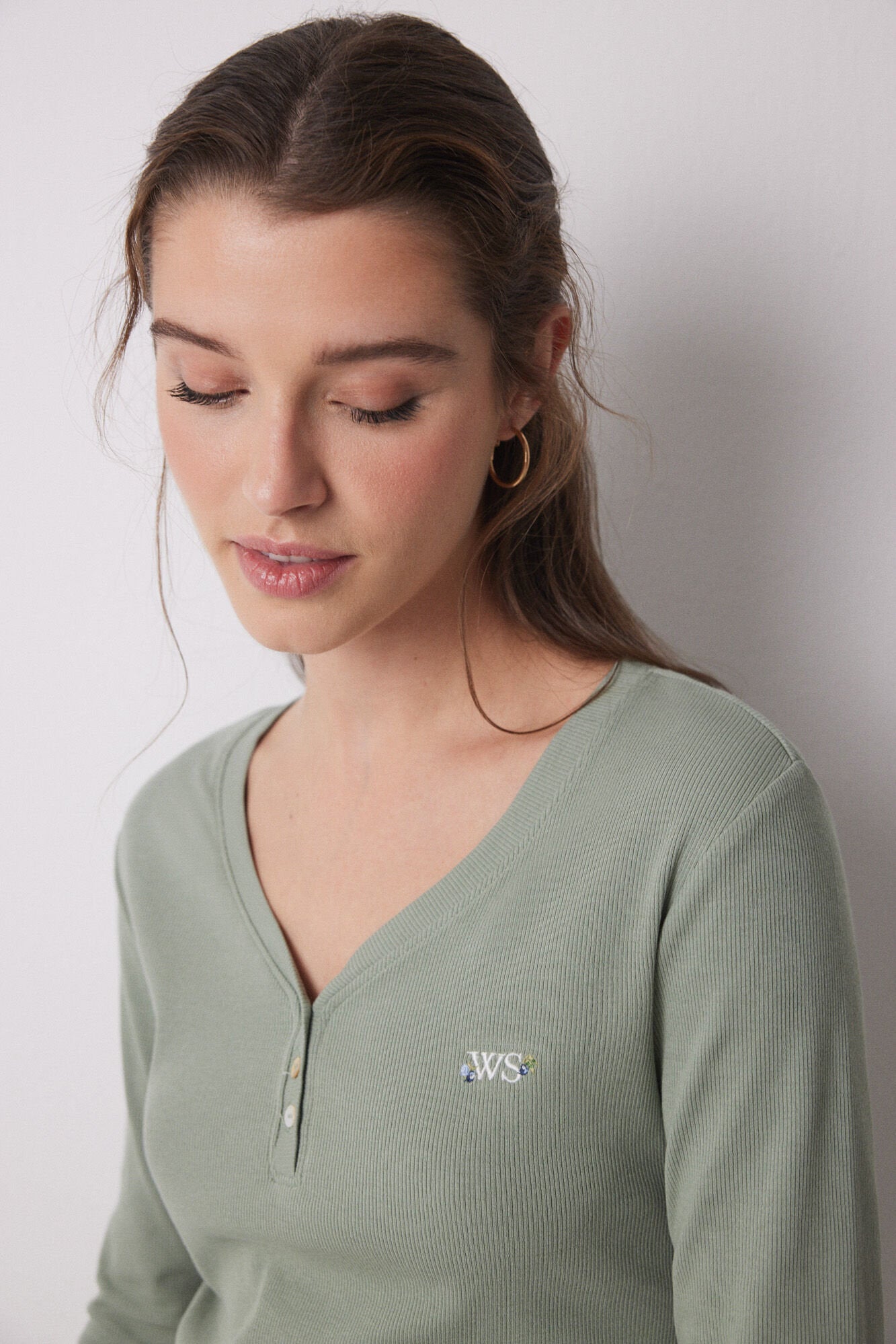 Women Secret_Lake Pajamas 100% Cotton Ribbed Green Flowers_3599150_92_04