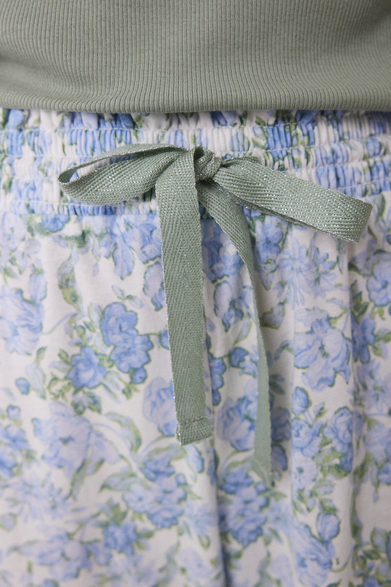 Women Secret_Lake Pajamas 100% Cotton Ribbed Green Flowers_3599150_92_05