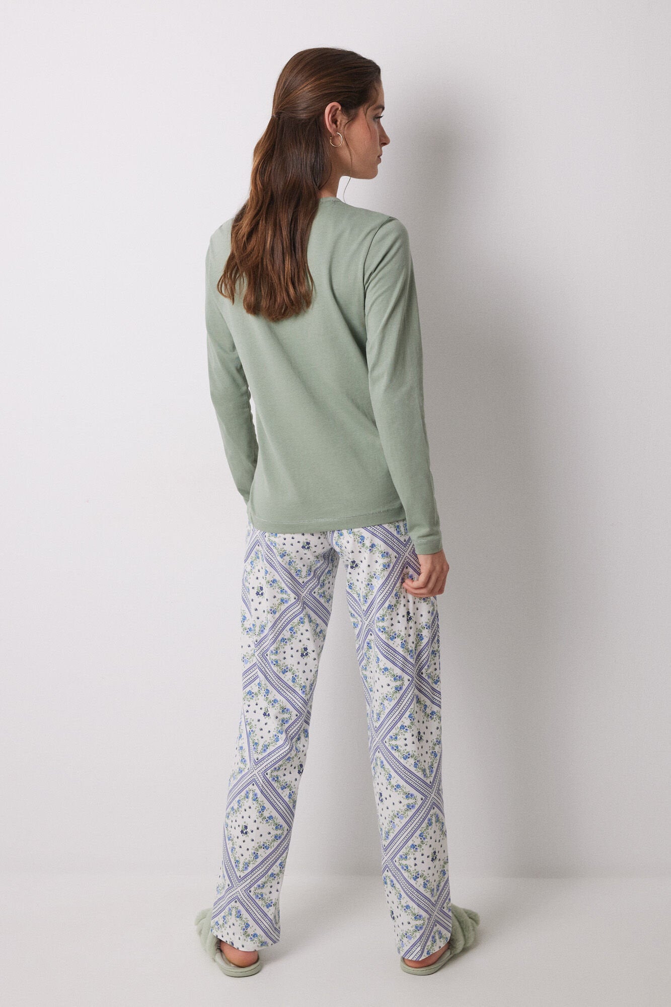 Women Secret_Long Pajamas 100% Cotton with Scarf Print_3599158_92_05