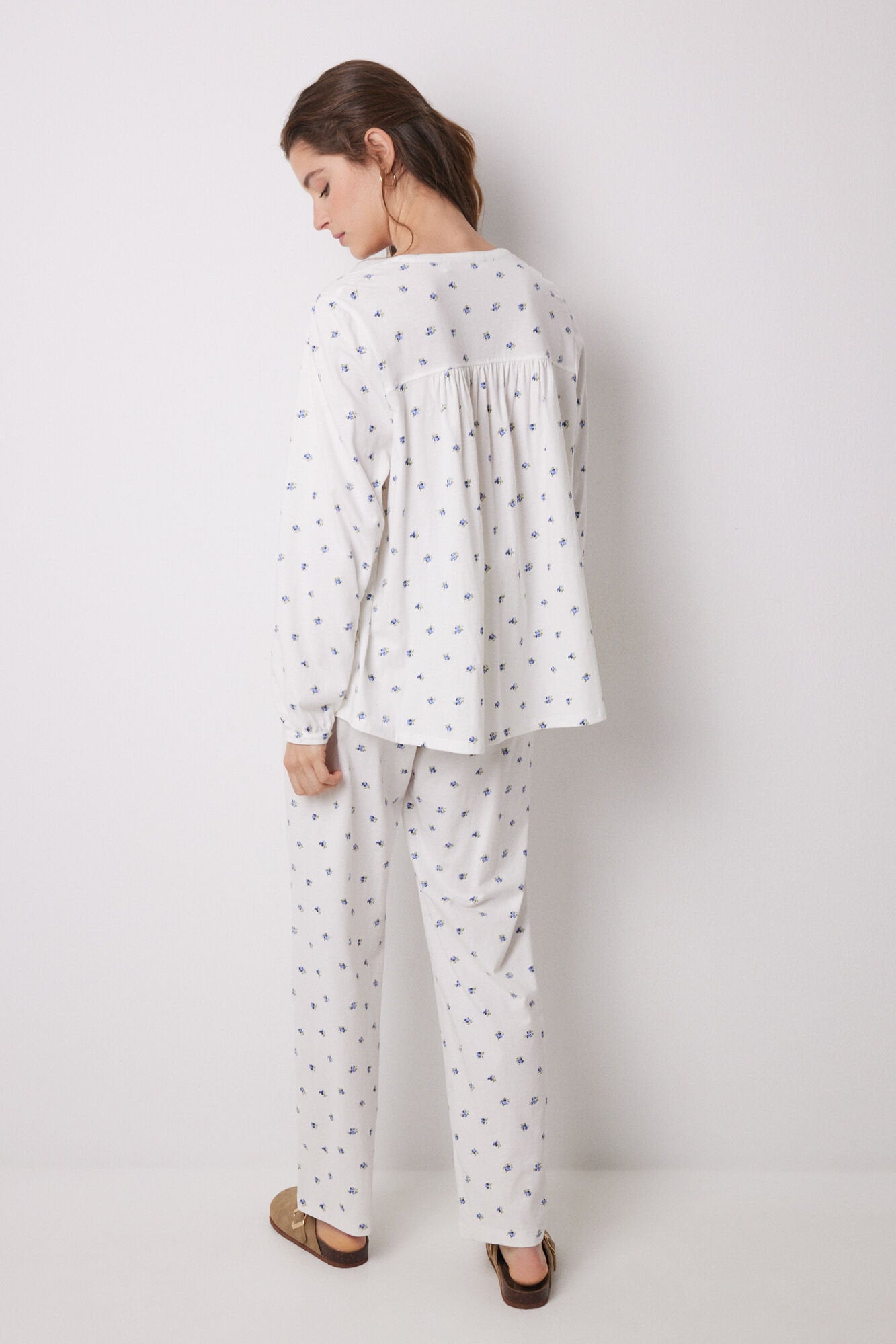 Women Secret_Long Pajamas 100% Cotton White Flowers_3599162_19_05