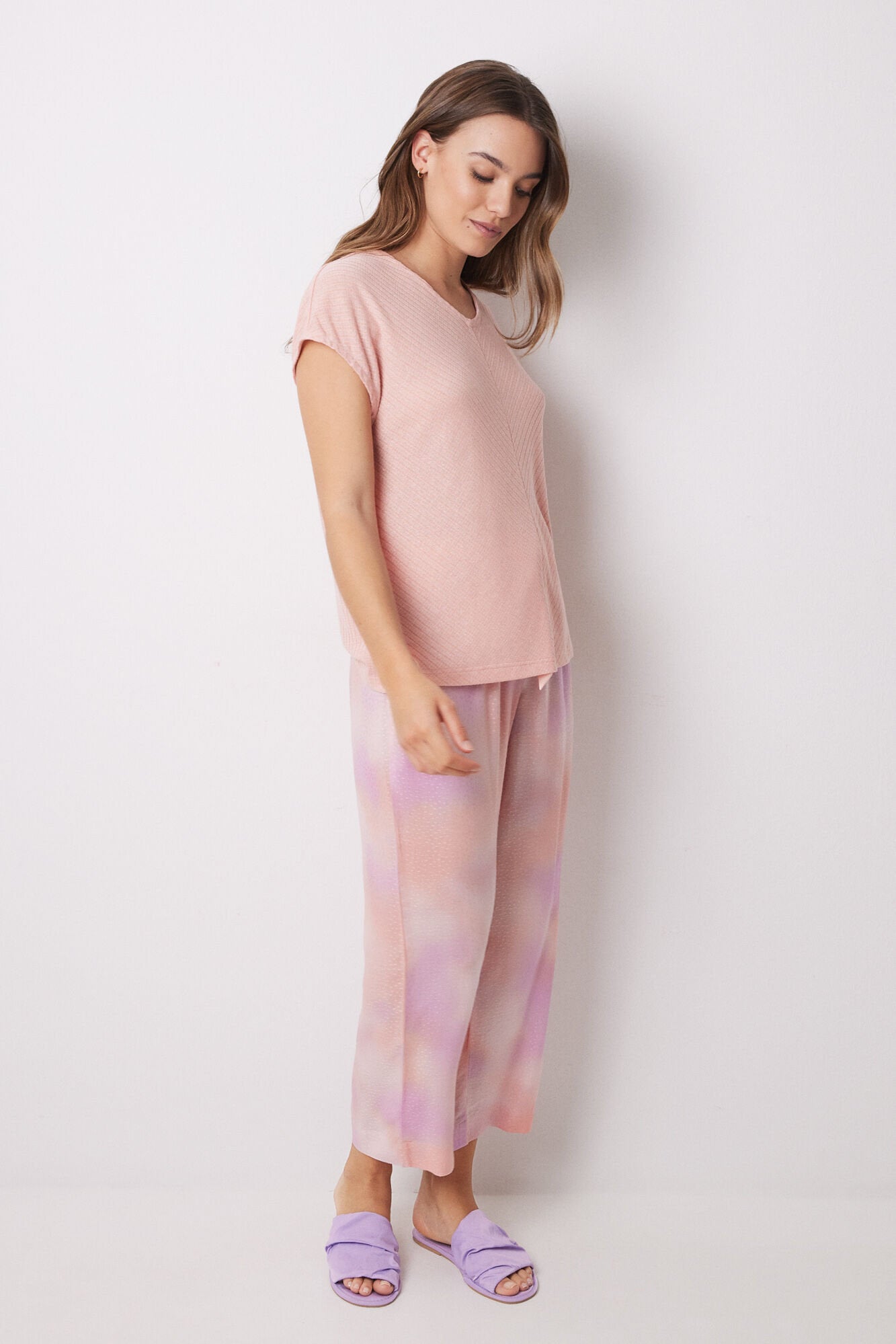 Women Secret_Orange Tie-Dye Print Capri Pajamas_3599163_64_01