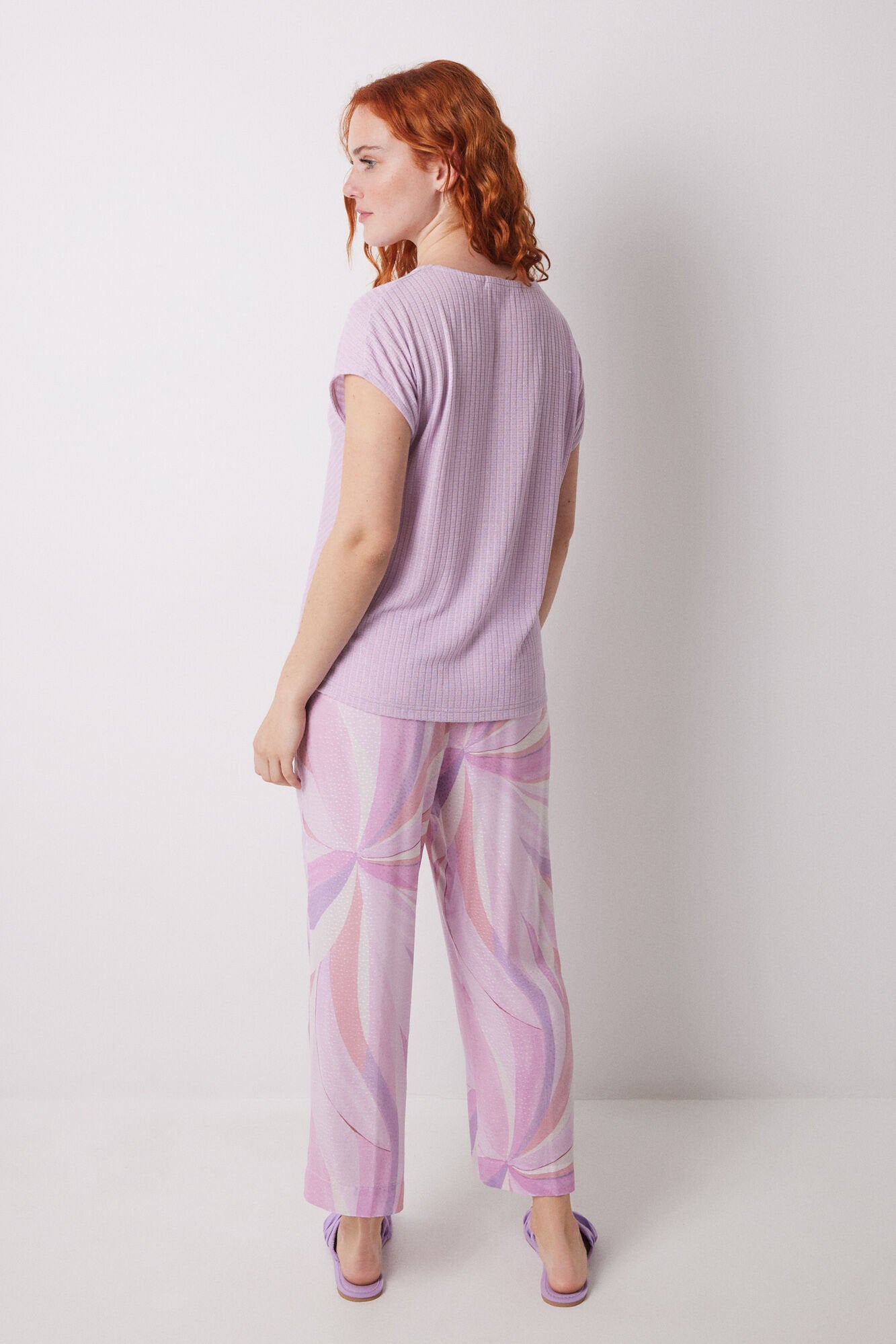 Women Secret_Lilac Geometric Print Capri Pajamas_3599165_75_05