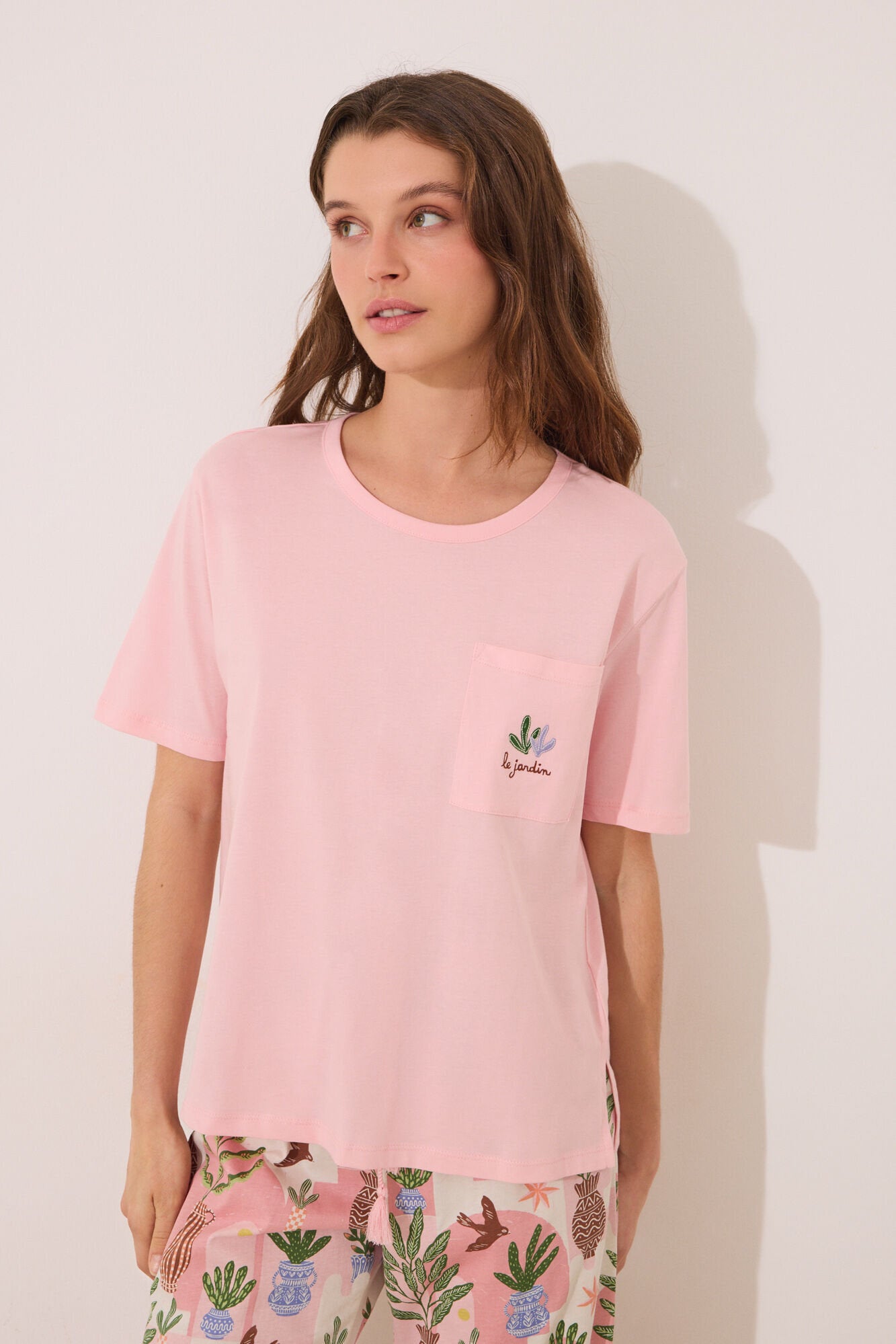 Women Secret_Capri Pyjamas 100% Cotton Pink Flower Pots_3599168_70_02