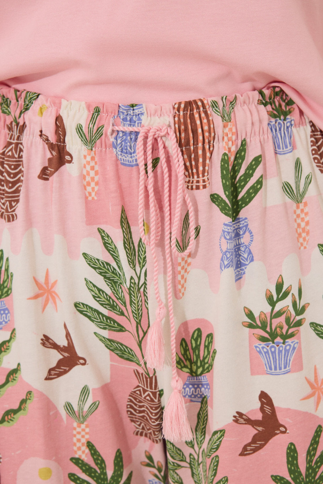 Women Secret_Capri Pyjamas 100% Cotton Pink Flower Pots_3599168_70_05