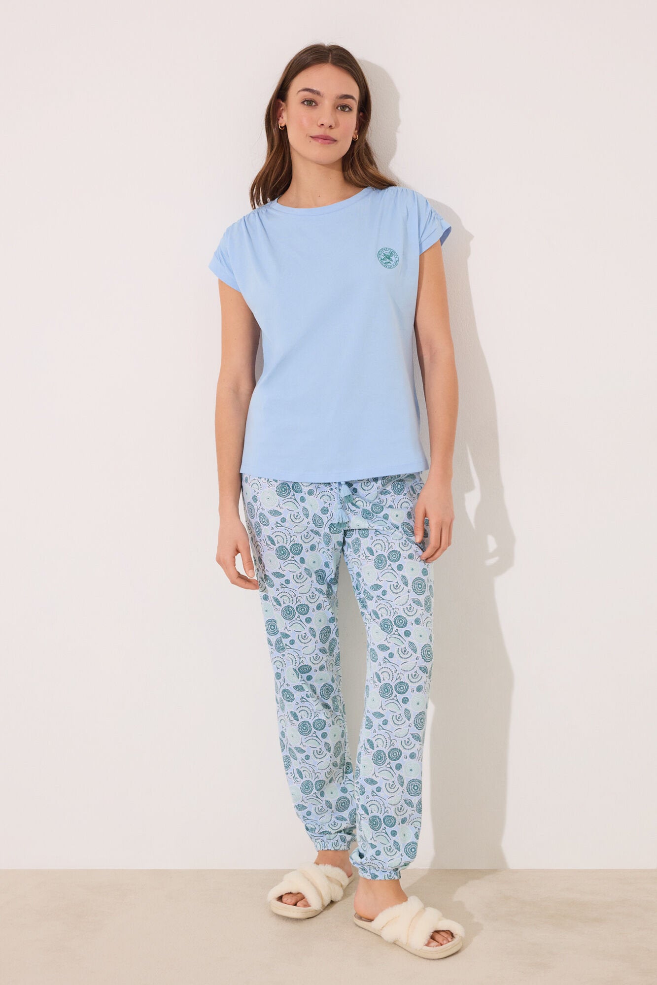 Women Secret_100% Cotton Blue Flower Pyjamas_3599178_12_01