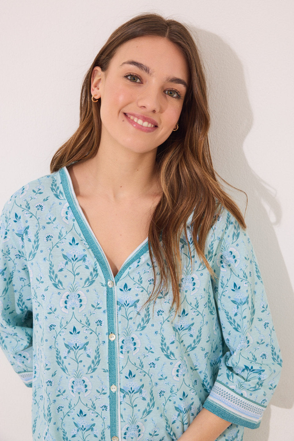 Women Secret_100% Cotton Green Flower Print Pyjamas_3599179_28_03