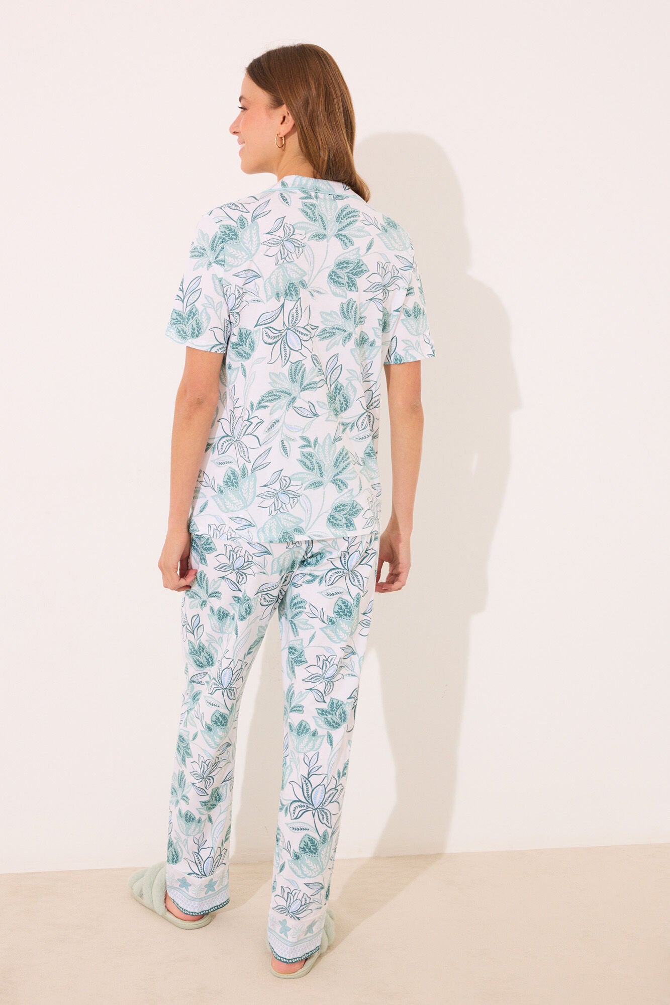 Women Secret_100% Cotton Classic Pyjamas with Green Flowers_3599180_97_05