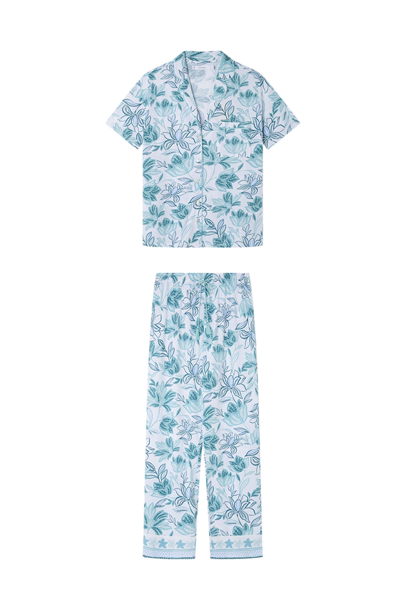 Women Secret_100% Cotton Classic Pyjamas with Green Flowers_3599180_97_06