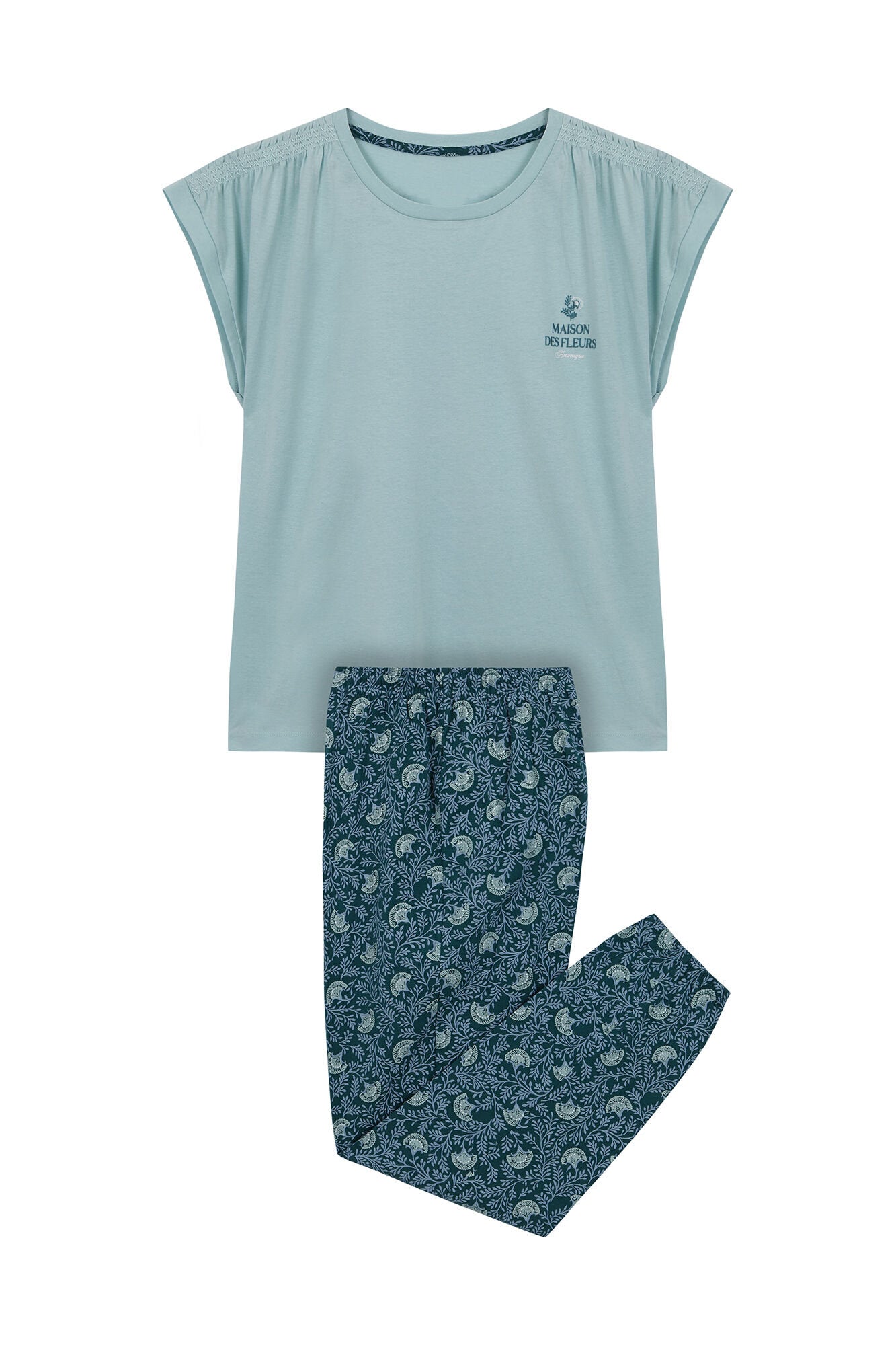 Women Secret_100% Cotton Green Flower Pyjamas_3599181_20_07
