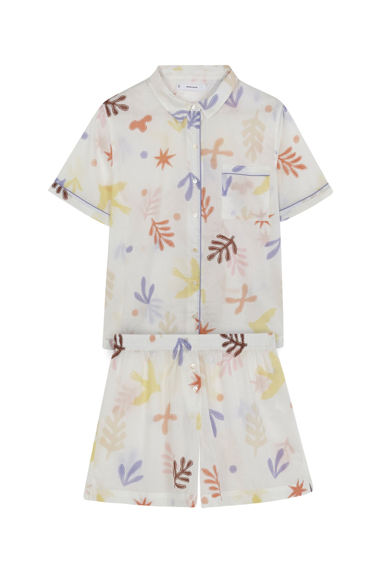 Women Secret_Short Classic Pyjamas in Allover Viscose with Leaves_3599182_98_07