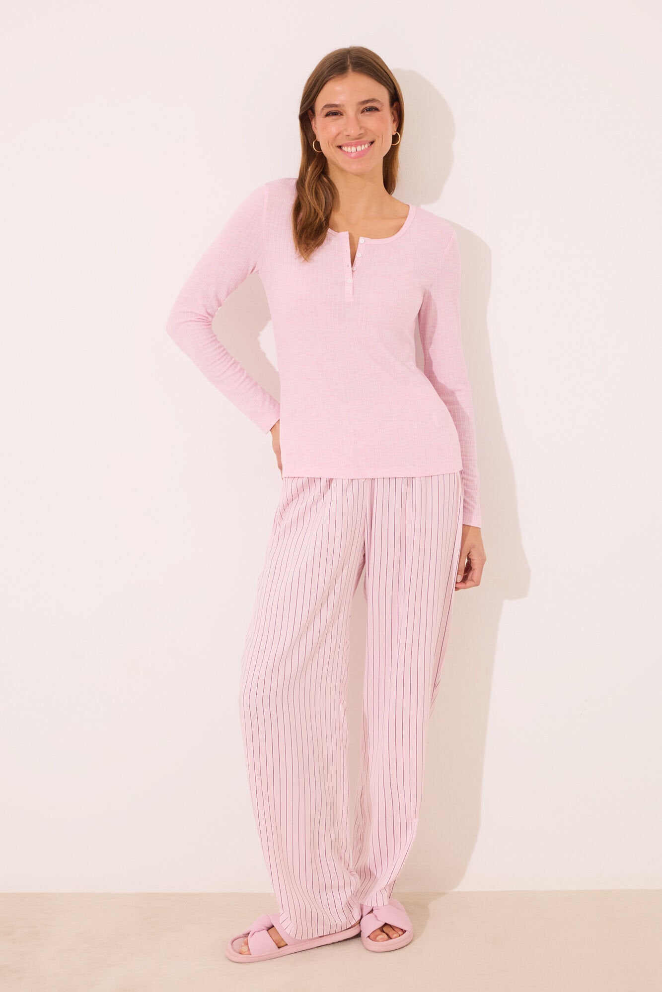 Women Secret_Long Striped Striped Viscose Ribbed Long Pyjamas_3599184_71_02
