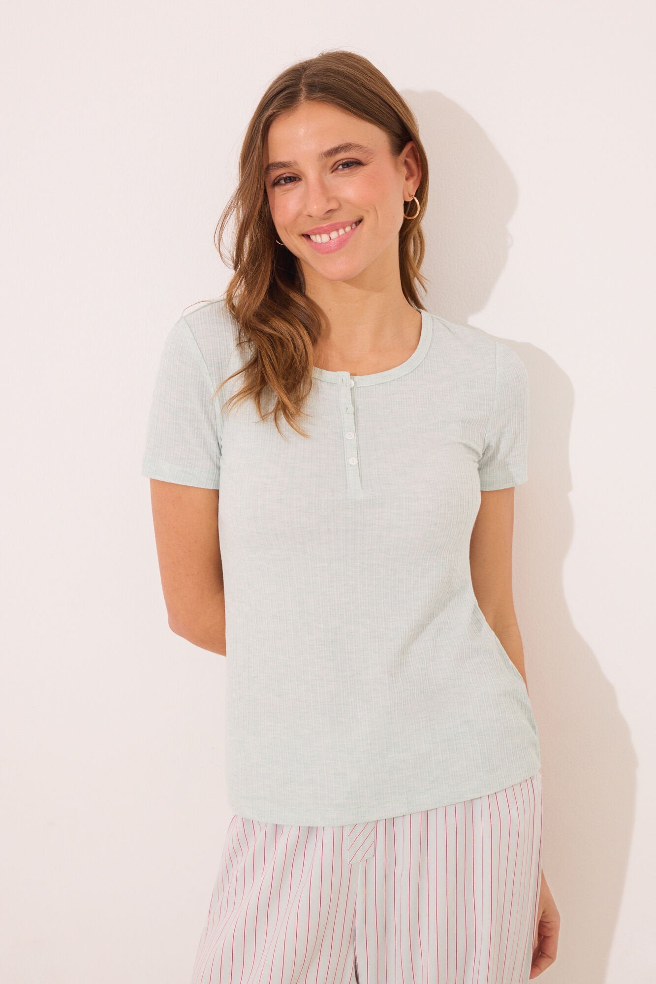 Women Secret_Striped Ribbed Viscose Pyjamas_3599185_23_04