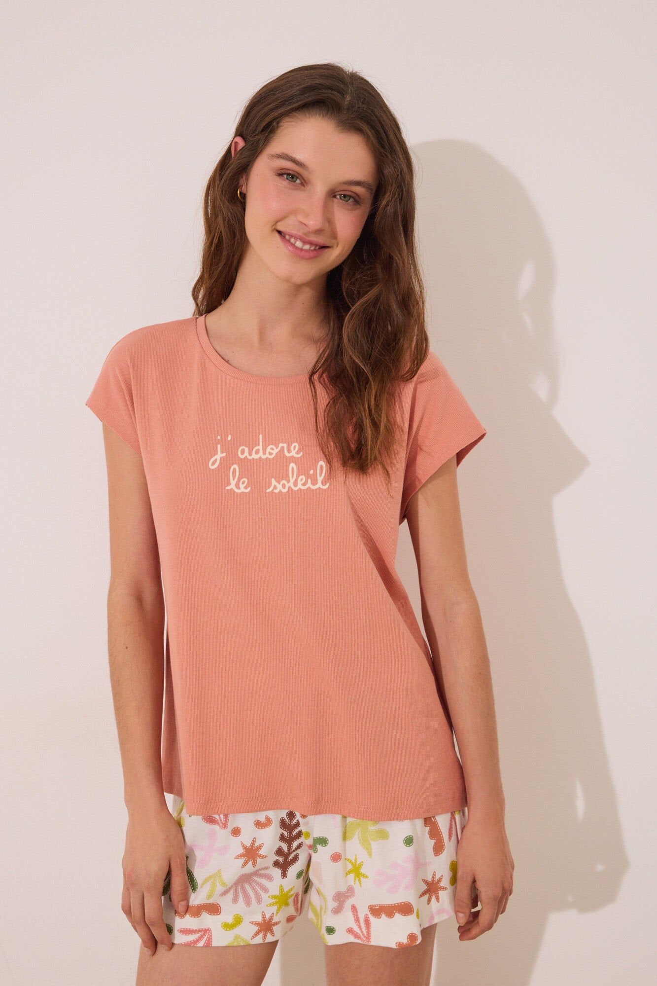 Women Secret_Orange Cotton Short Pyjamas with Leaves_3599188_64_01