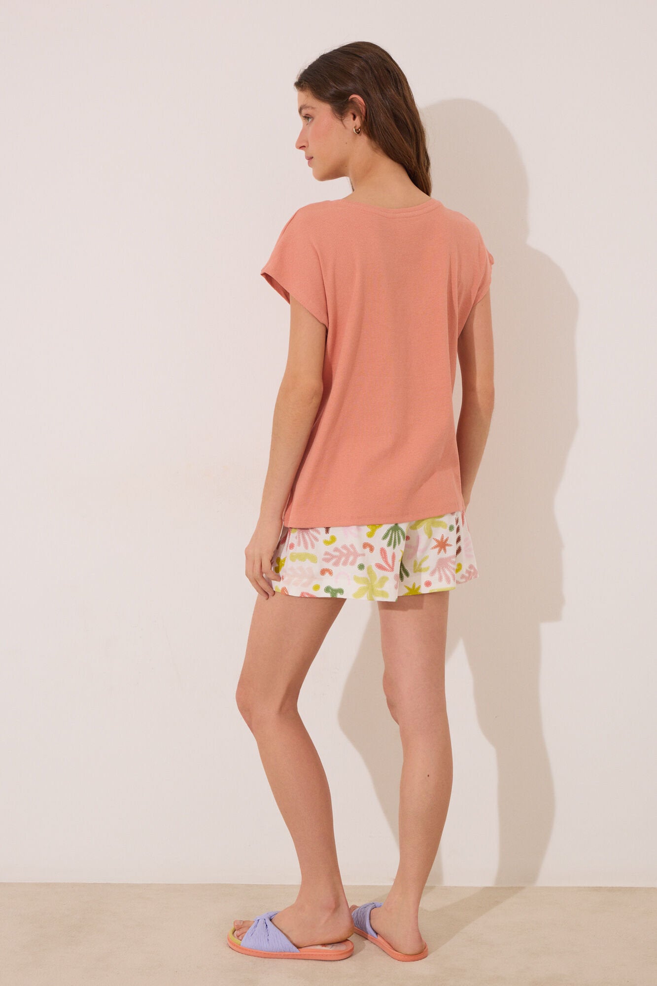 Women Secret_Orange Cotton Short Pyjamas with Leaves_3599188_64_06