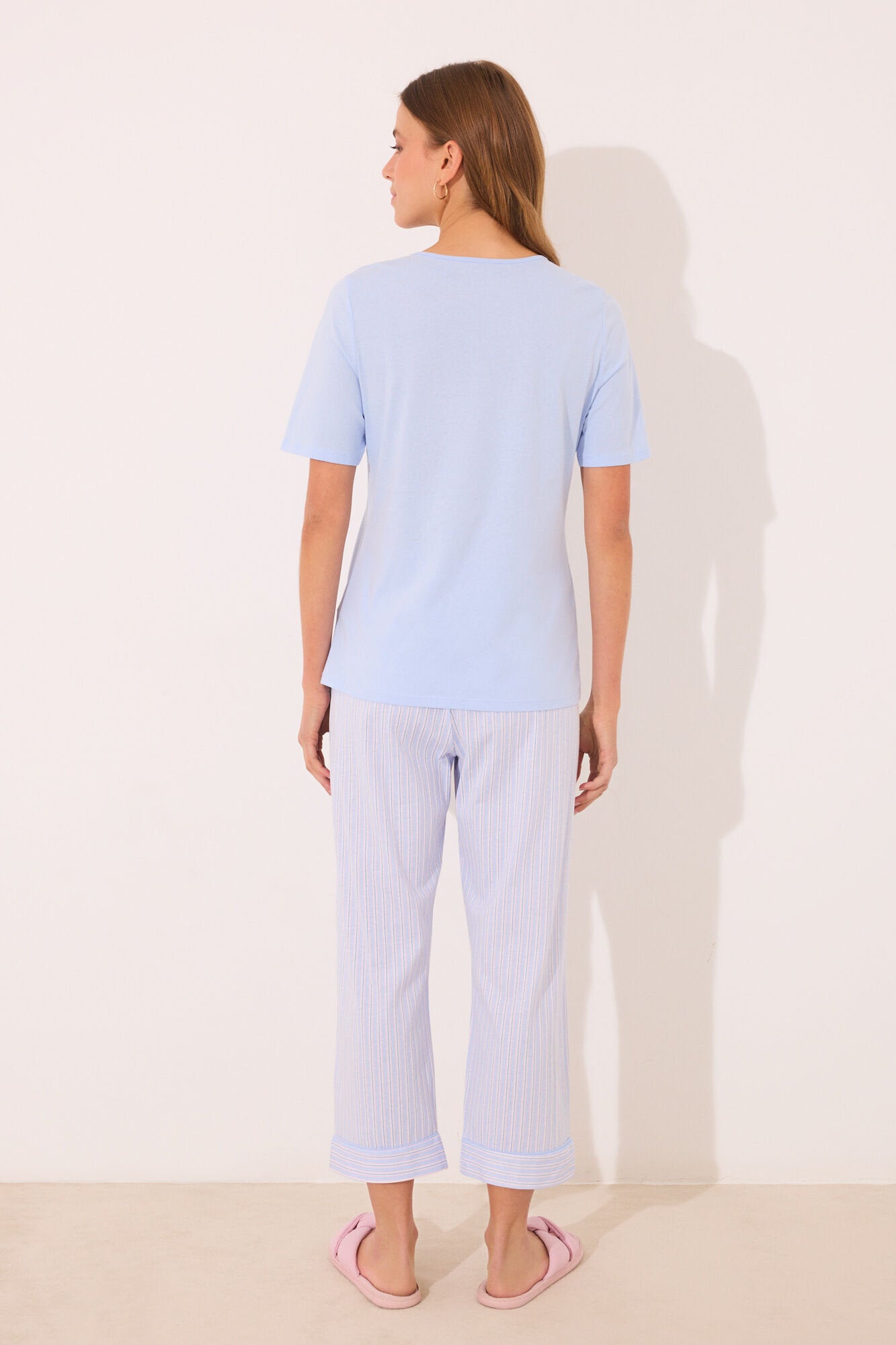 Women Secret_Capri Pyjamas 100% Cotton Blue Striped_3599189_16_05