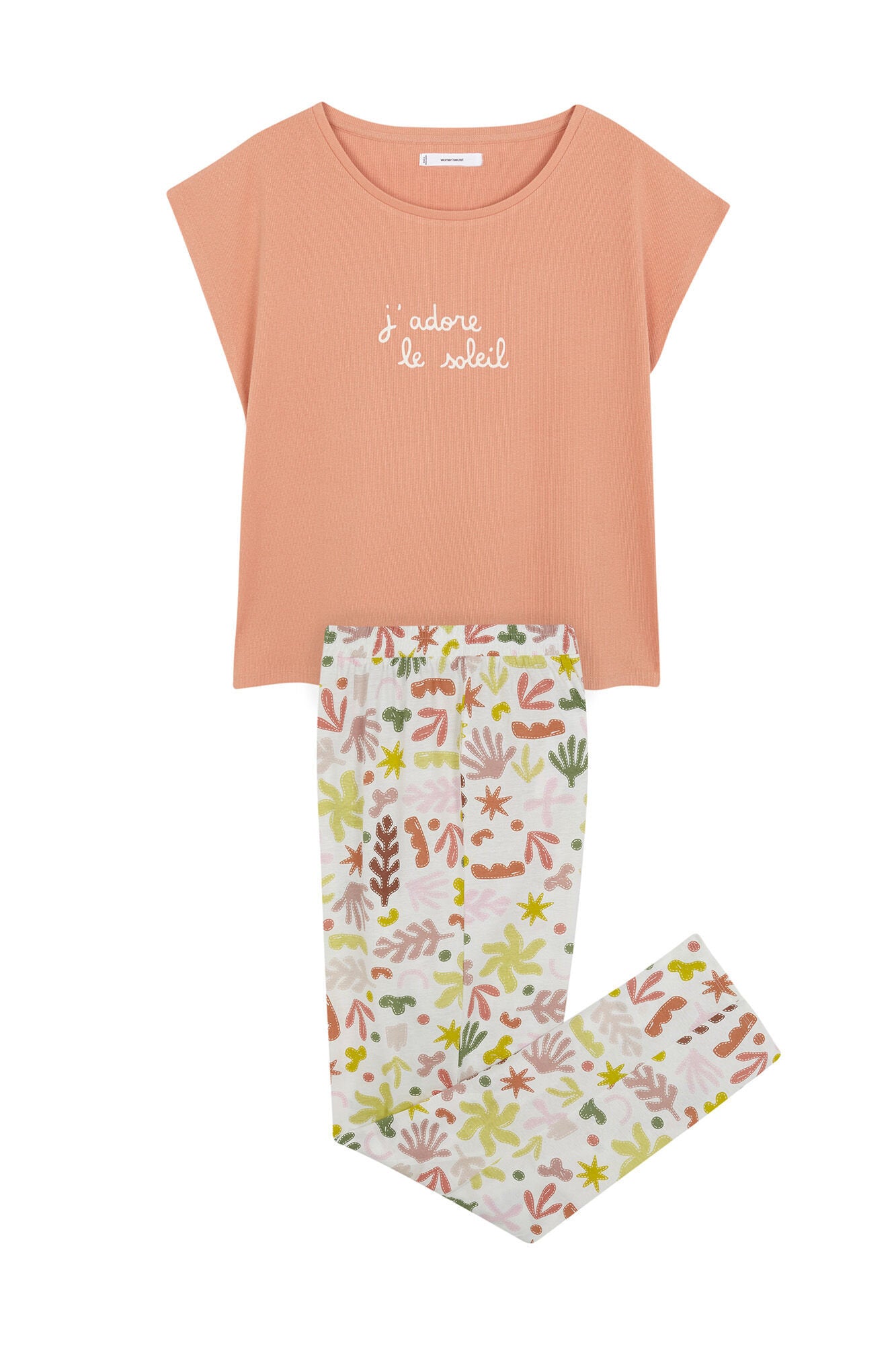 Women Secret_Orange Cotton Lounge Pyjamas with Leaves_3599192_64_06