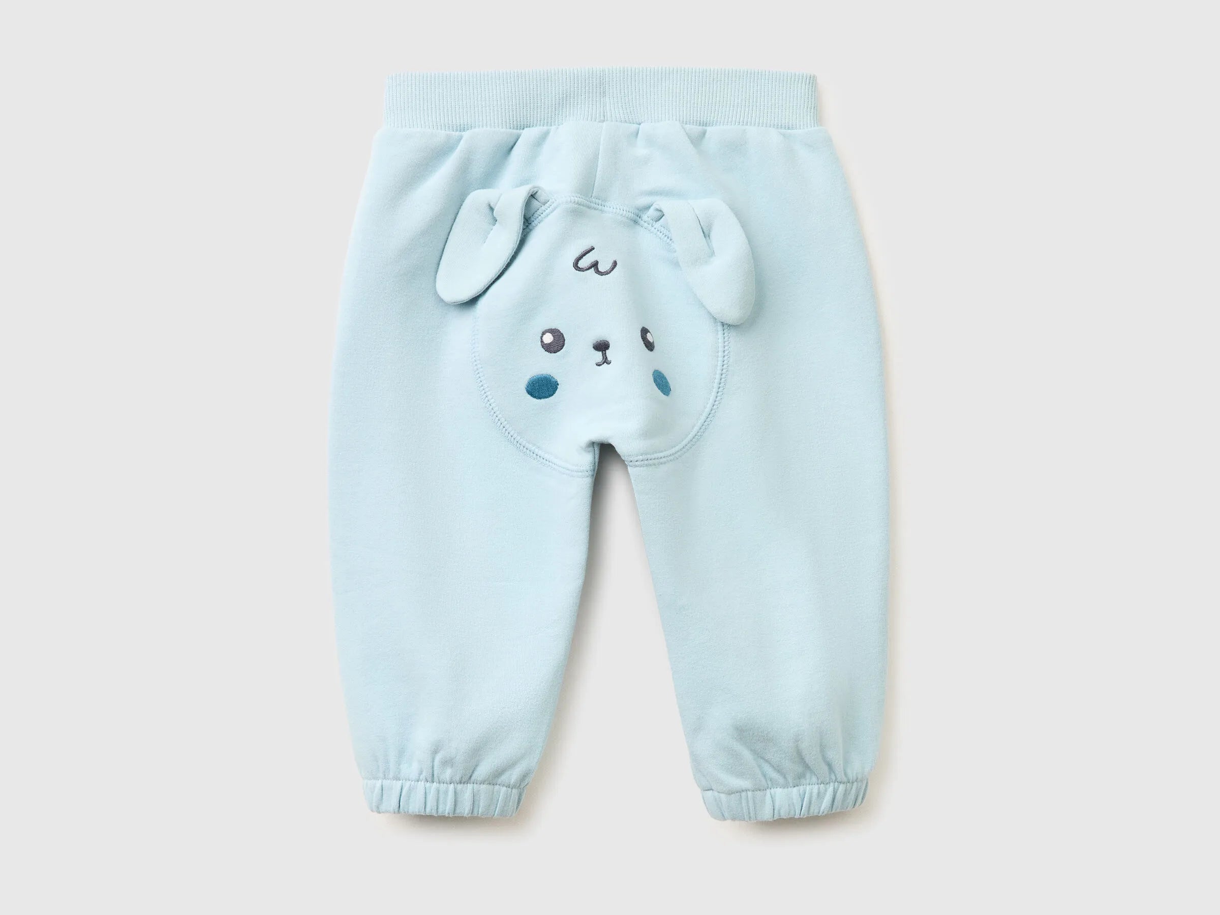 Benetton Sky Blue Newborn Trousers with Embroidery on The Back SKU: 35FNAF029_33W Image 02