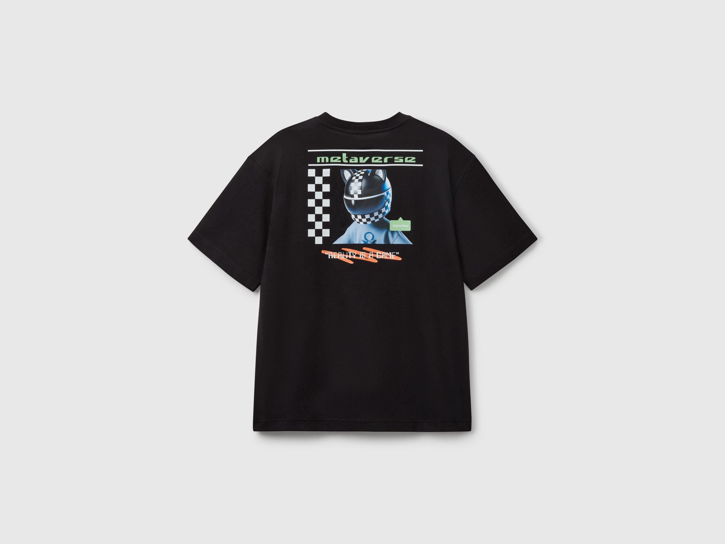 Benetton_Black T-Shirt with Back Print_35RYC10NC_100_02