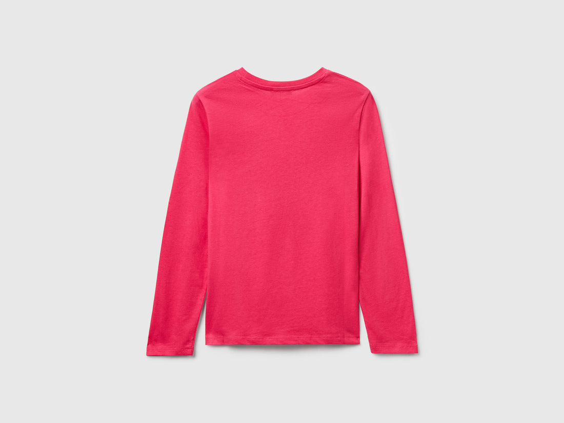 Benetton_Fuchsia_T-Shirt with Glitter Print_35RYC10QE_1A2_02