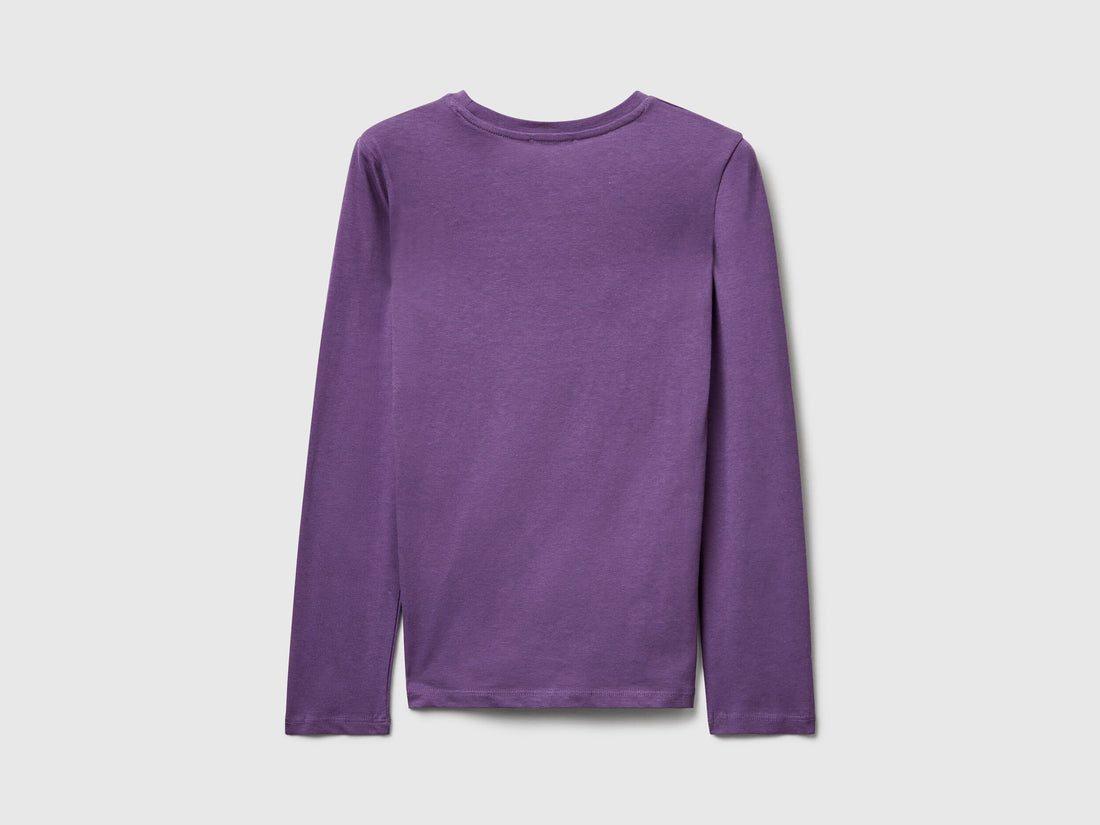 Benetton_Purple_T-Shirt with Glitter Print_35RYC10QE_1V4_02