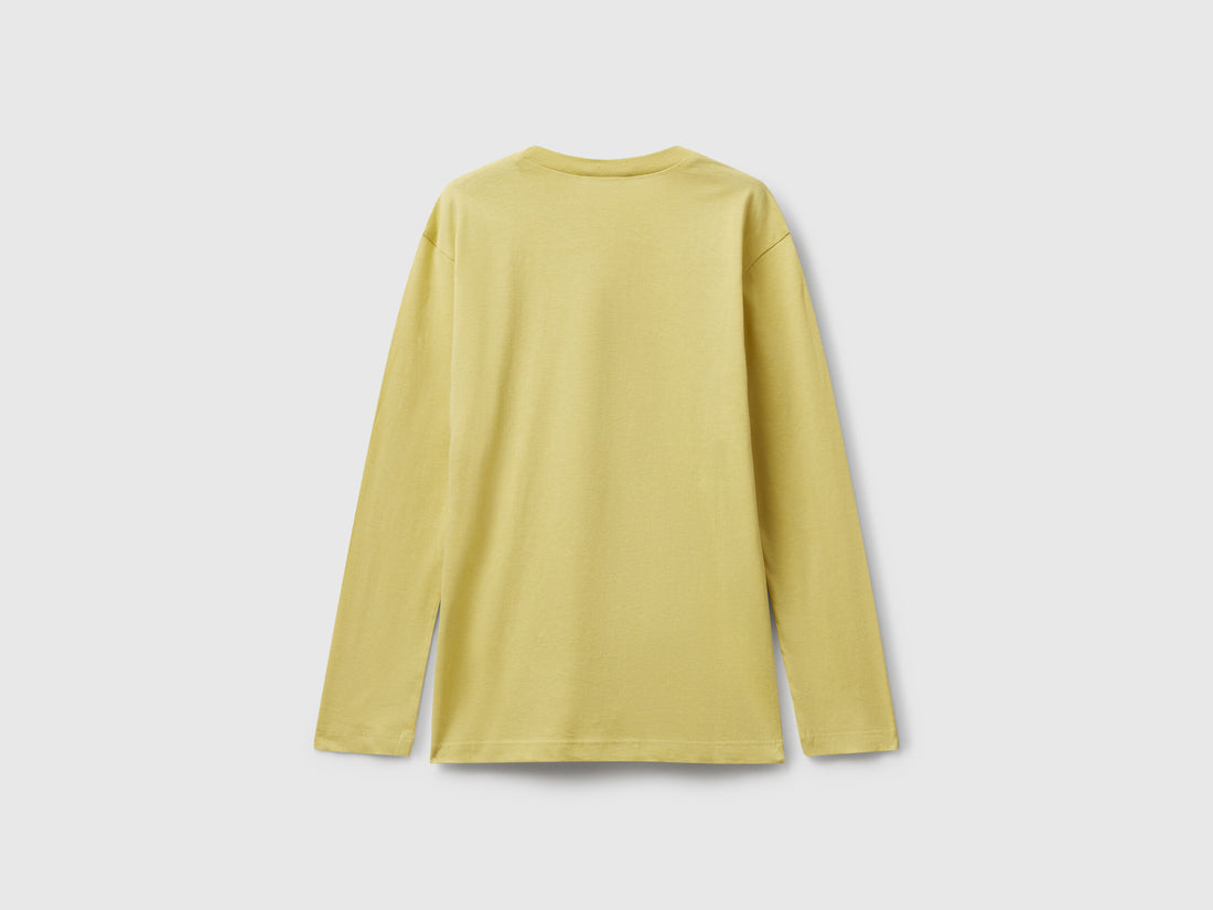 Benetton_Yellow_Cotton T-Shirt with Print_35RYC10QQ_0Y6_02