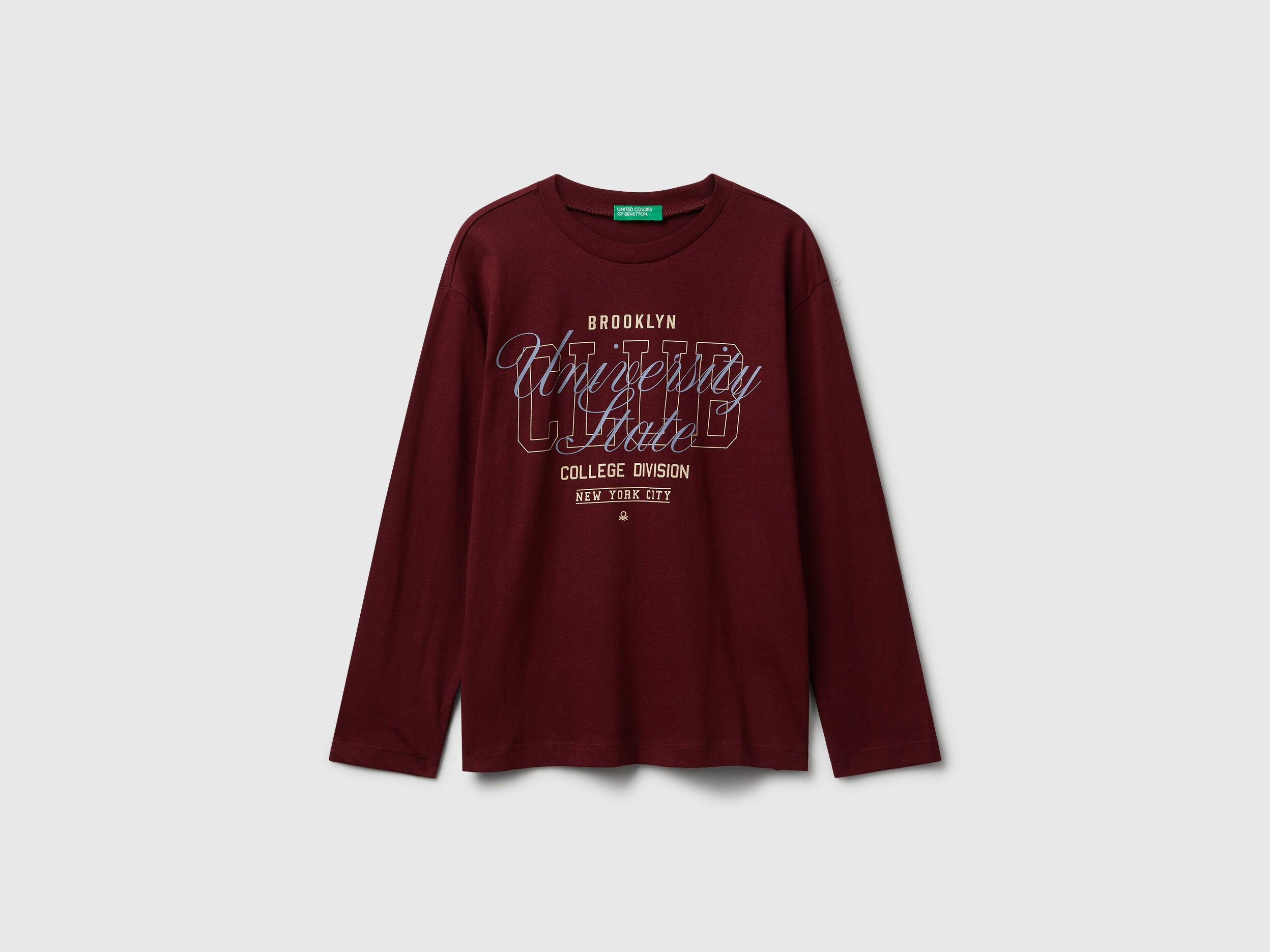 Benetton_Burgundy_Cotton T-Shirt with Print_35RYC10QQ_129_01