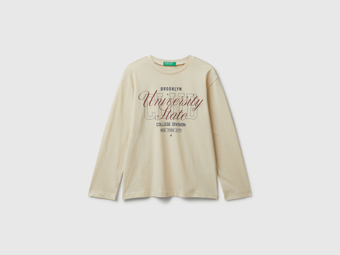 Benetton_Creamy White_Cotton T-Shirt with Print_35RYC10QQ_3C9_01