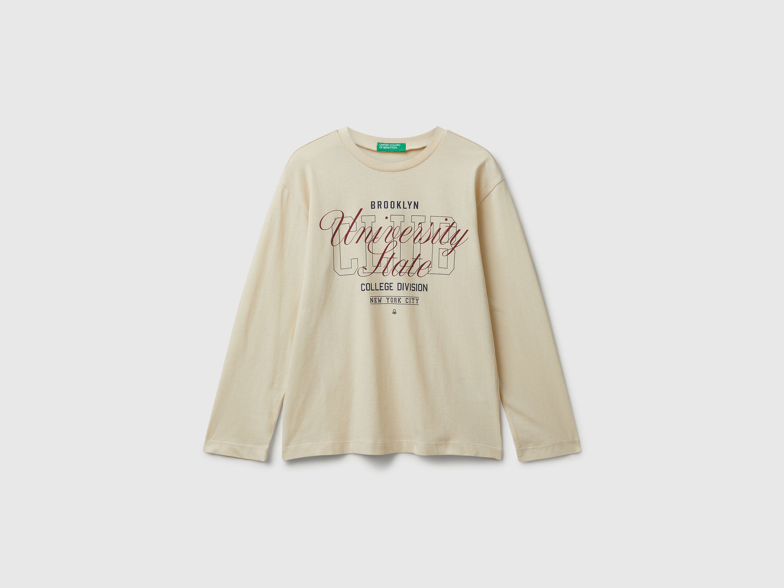 Benetton_Creamy White_Cotton T-Shirt with Print_35RYC10QQ_3C9_01