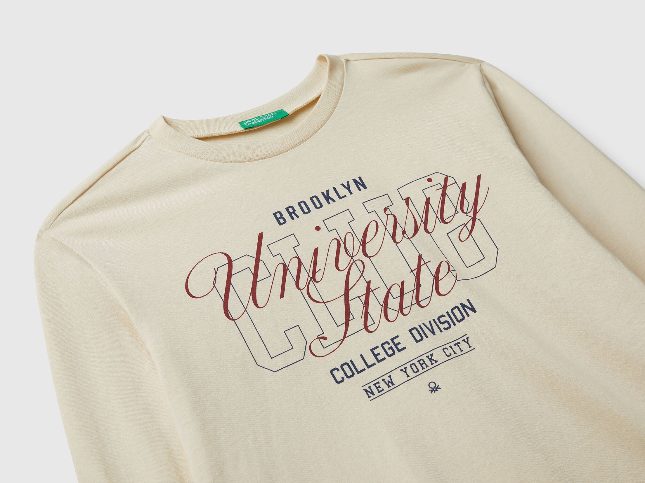 Benetton_Creamy White_Cotton T-Shirt with Print_35RYC10QQ_3C9_03