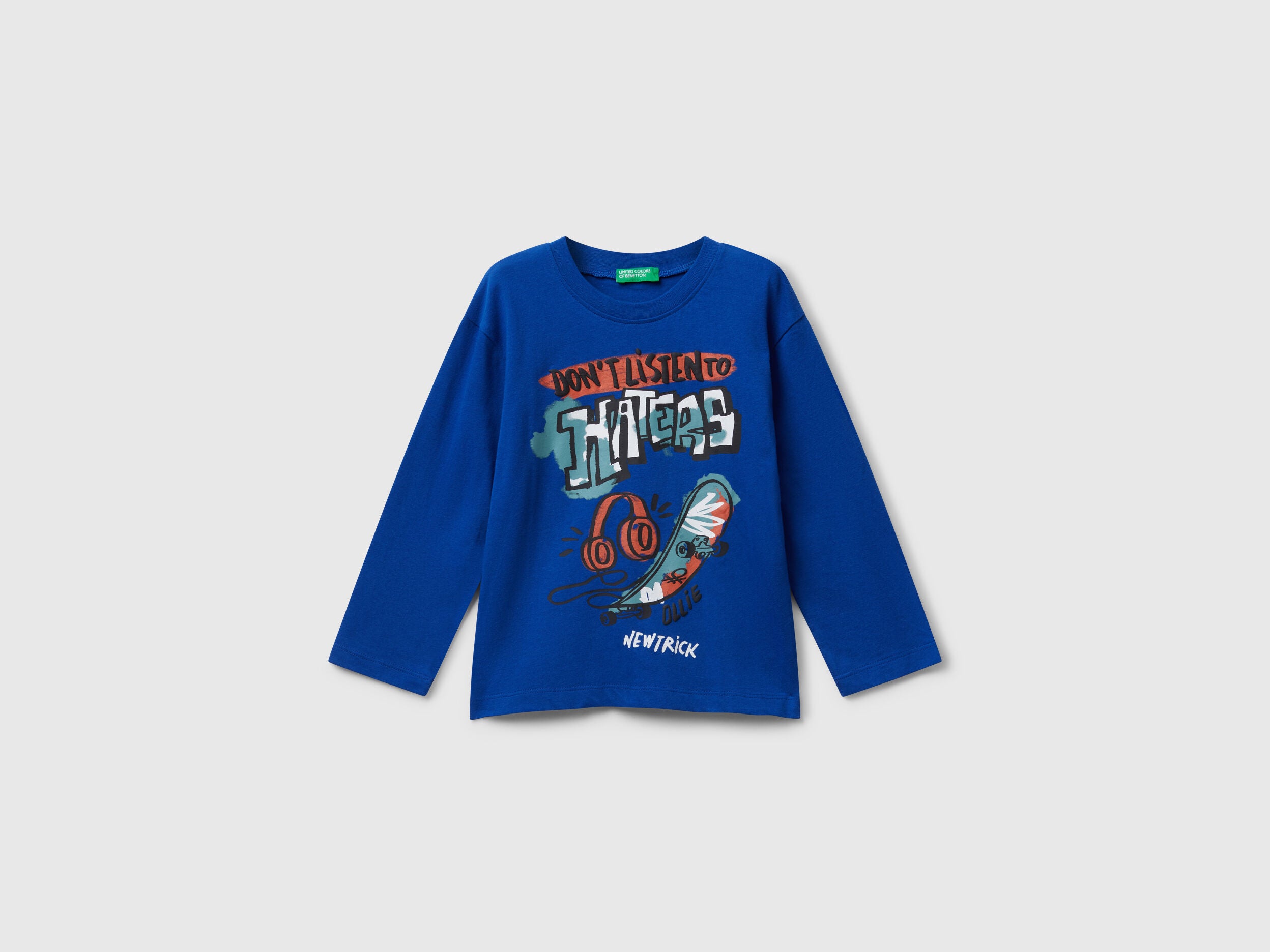 Benetton_Bright Blue_Long Sleeve T-Shirt with Print_35RYG10K4_19R_01