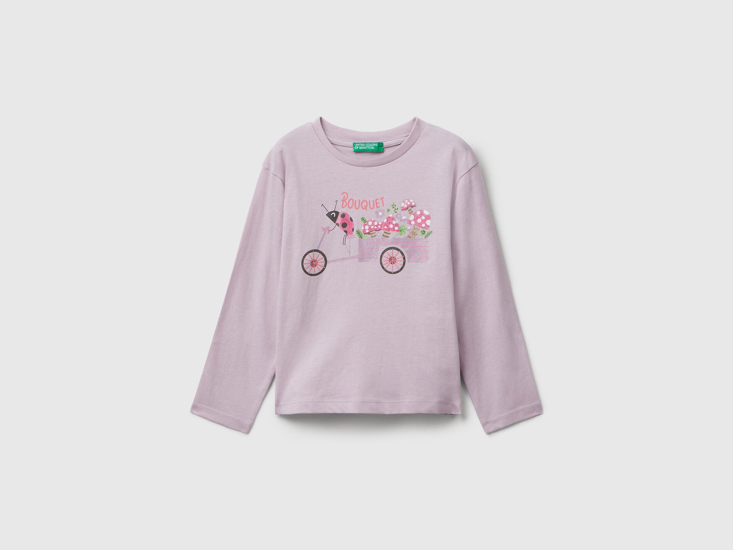 Benetton_Lavender_Cotton T-Shirt with Glittery Print_35RYG10K7_0W1_01