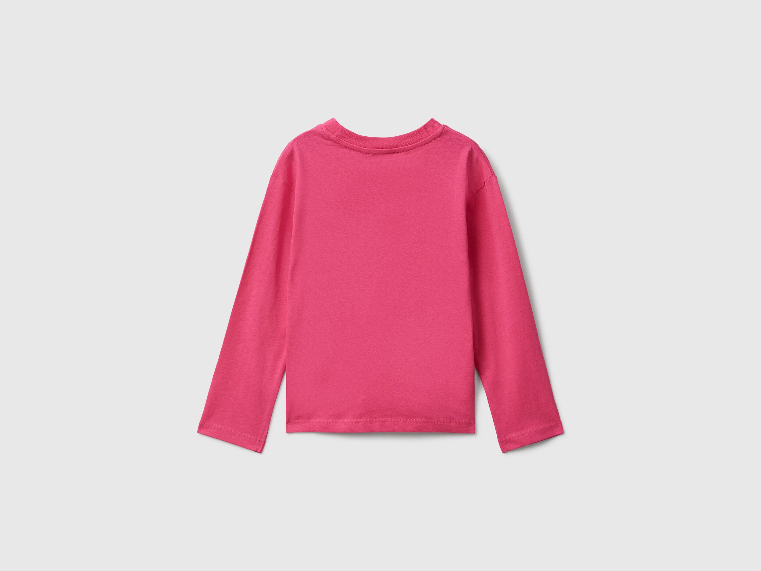 Benetton_Fuchsia_Cotton T-Shirt with Glittery Print_35RYG10K7_1A2_02