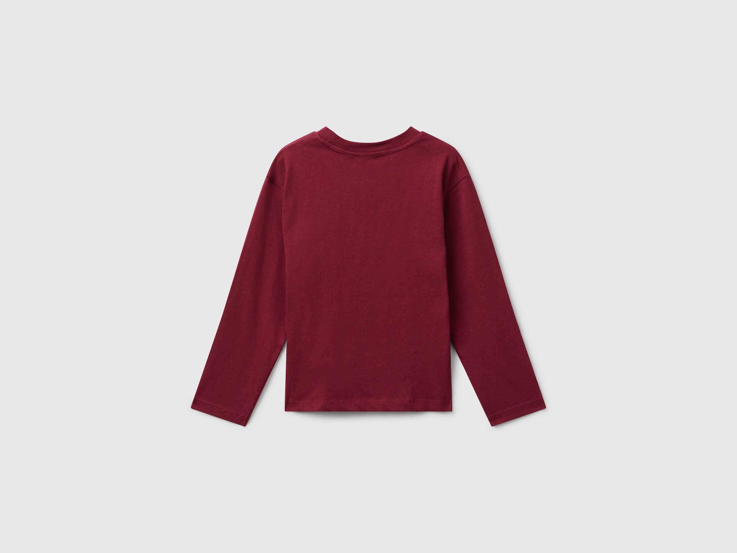 Benetton_Burgundy_Cotton T-Shirt with Glittery Print_35RYG10K7_236_02