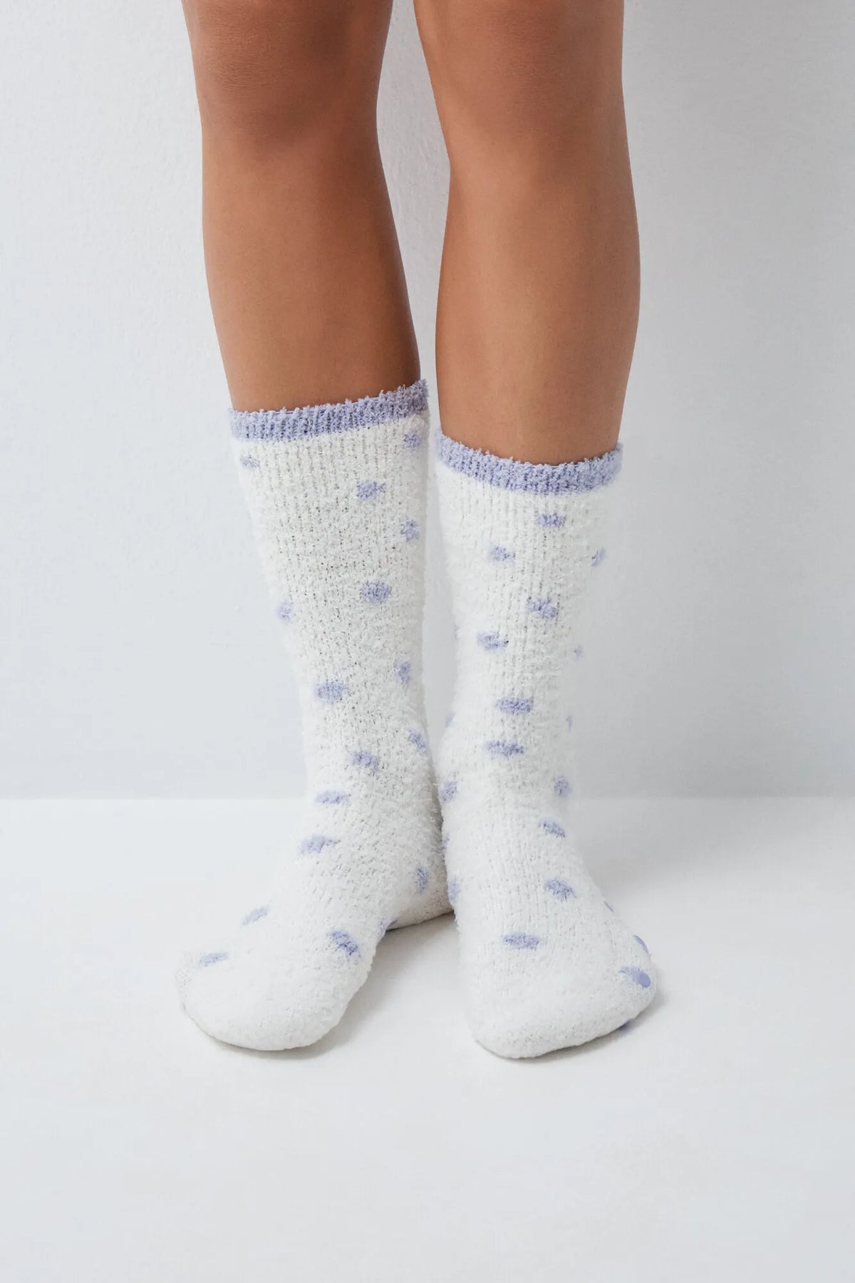 Women Secret Beige Women Lilac Polka-Dots Print Long Socks SKU: 3614794_50 Image 03