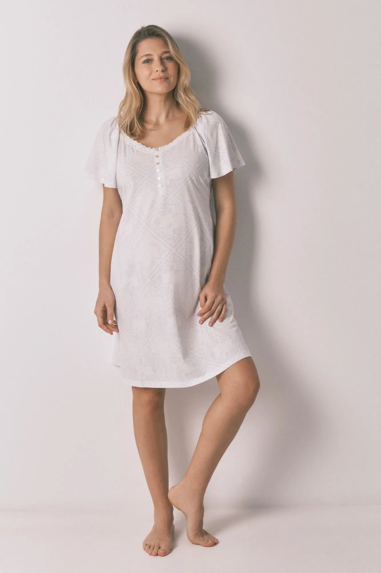 Women Secret Blue Print Women Blue Cotton Ruffle Nightgown "Maternity" SKU: 3633452_19 Image 02