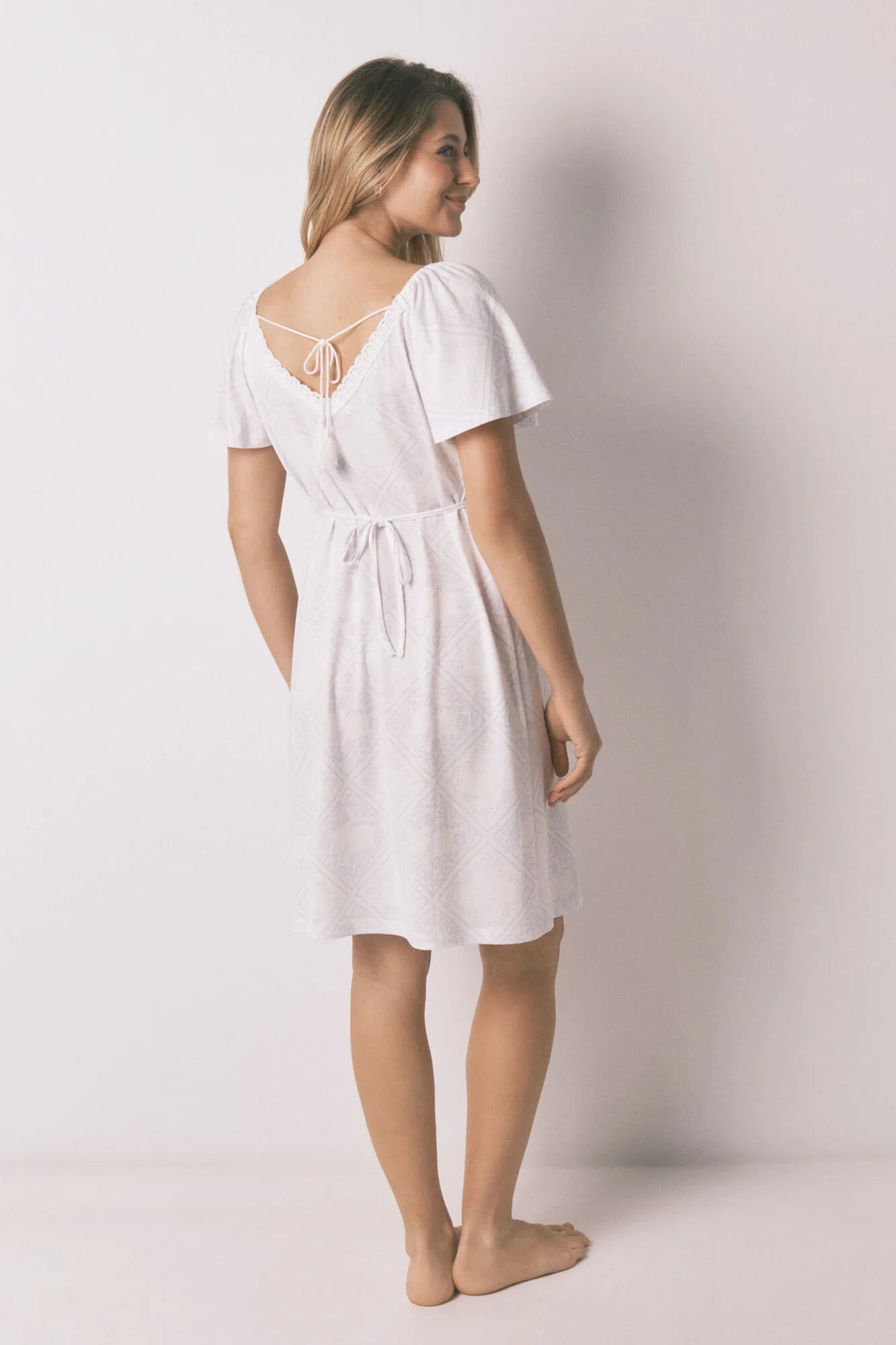 Women Secret Blue Print Women Blue Cotton Ruffle Nightgown "Maternity" SKU: 3633452_19 Image 05